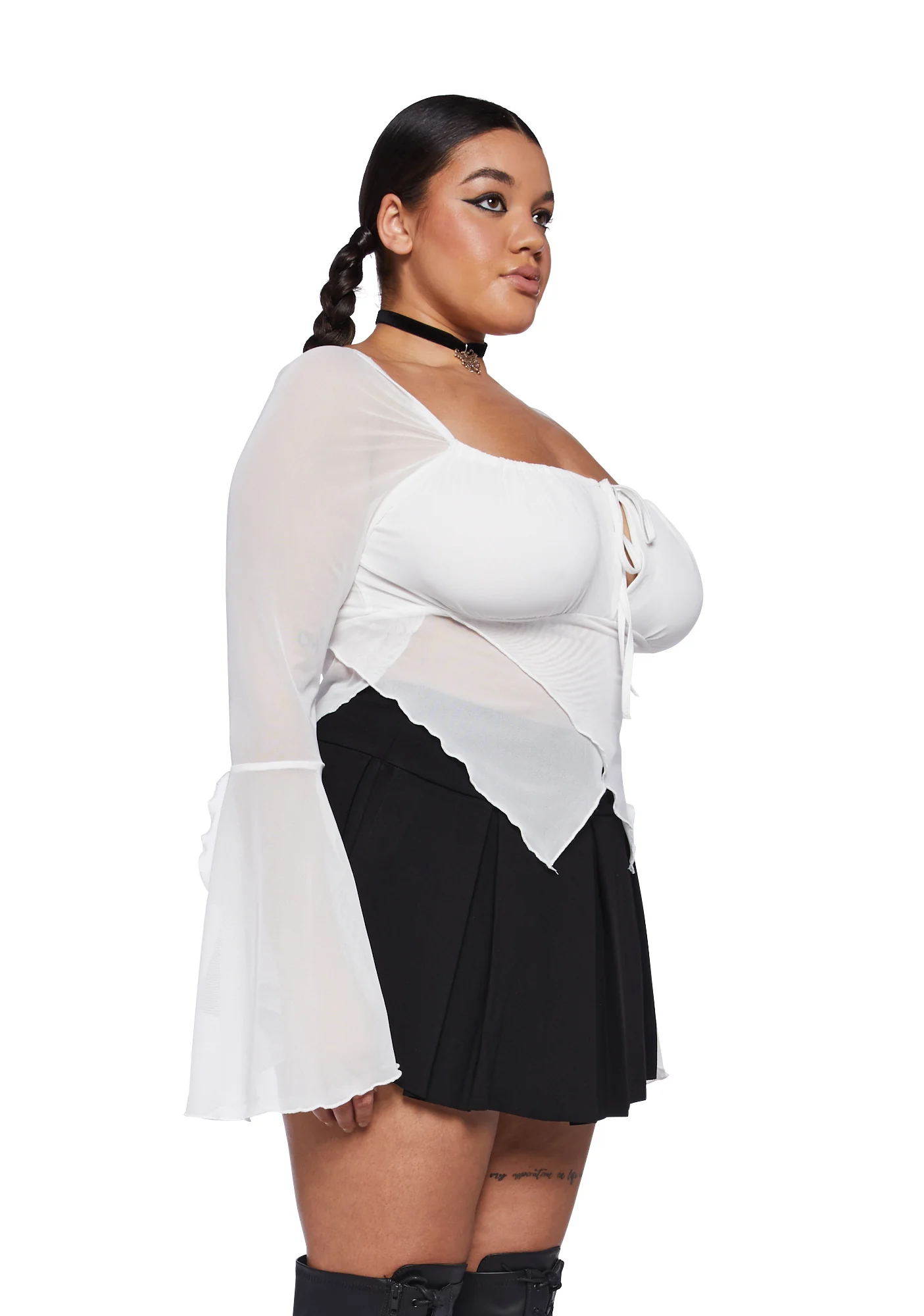 Plus Wild Attraction Mesh Top-Off White - Image 3