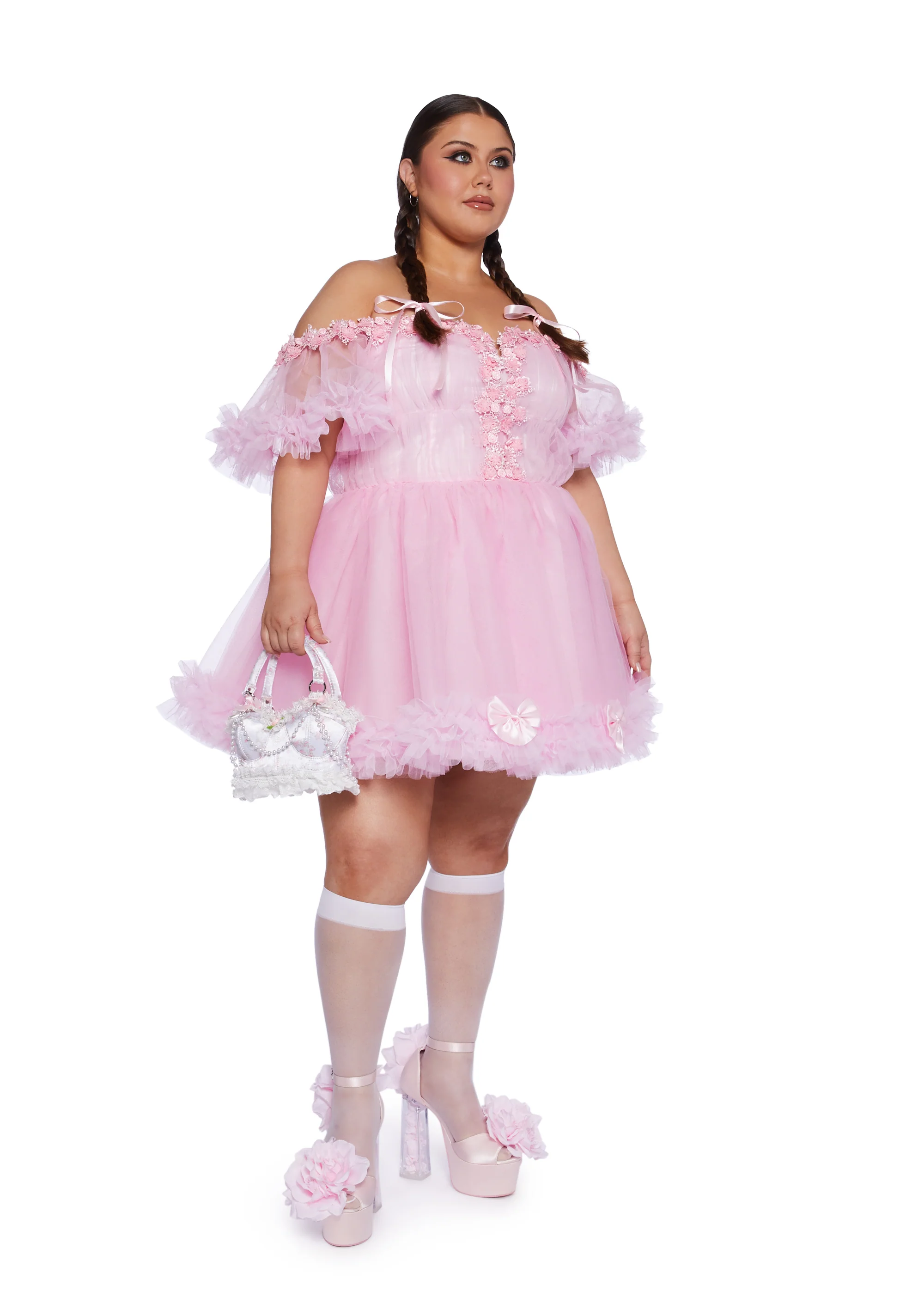 Plus Winter Rose Mini Dress - Pink - Image 2