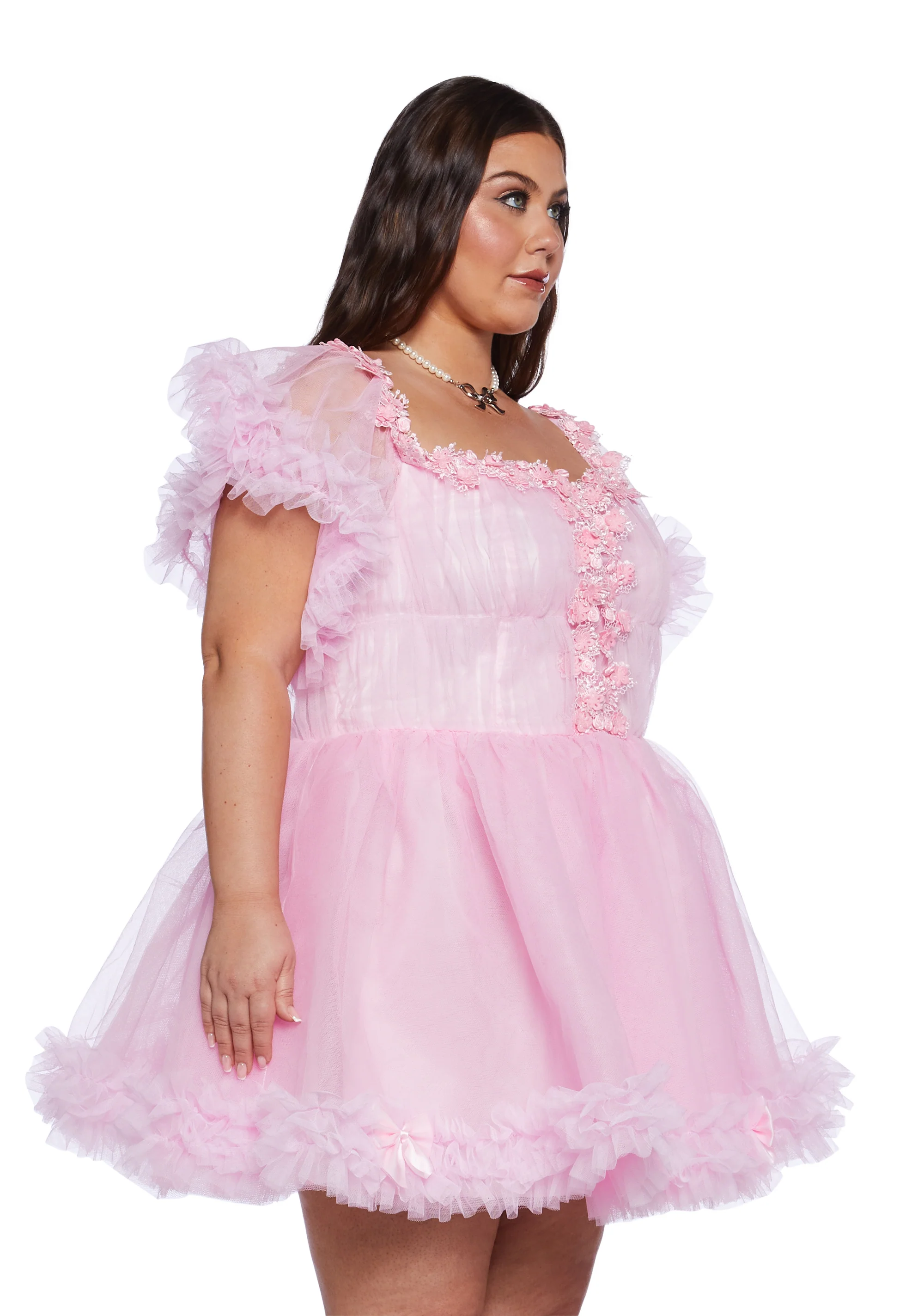 Plus Winter Rose Mini Dress - Pink - Image 3