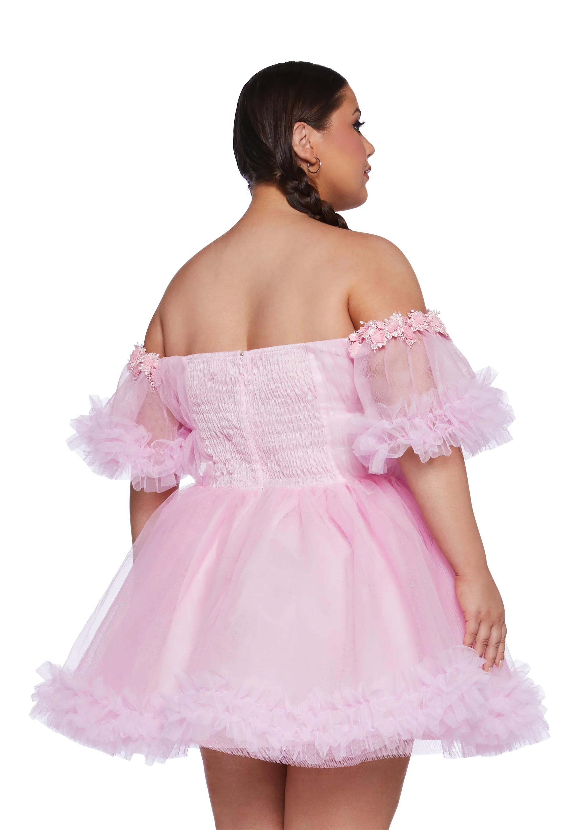 Plus Winter Rose Mini Dress - Pink - Image 4