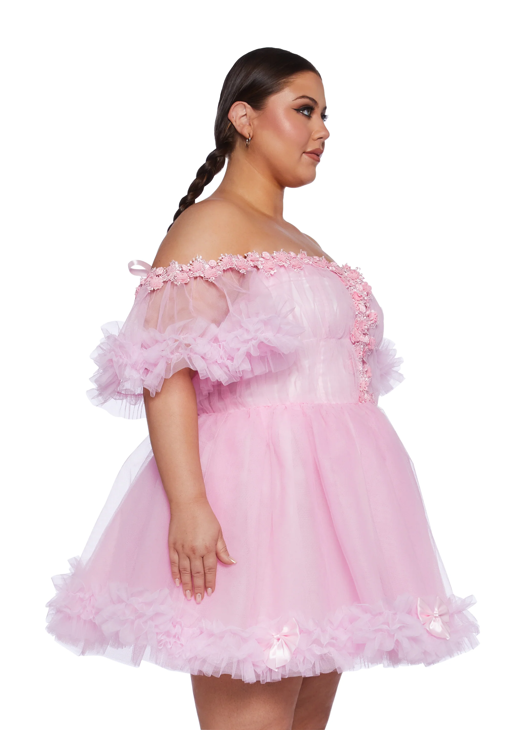 Plus Winter Rose Mini Dress - Pink - Image 5