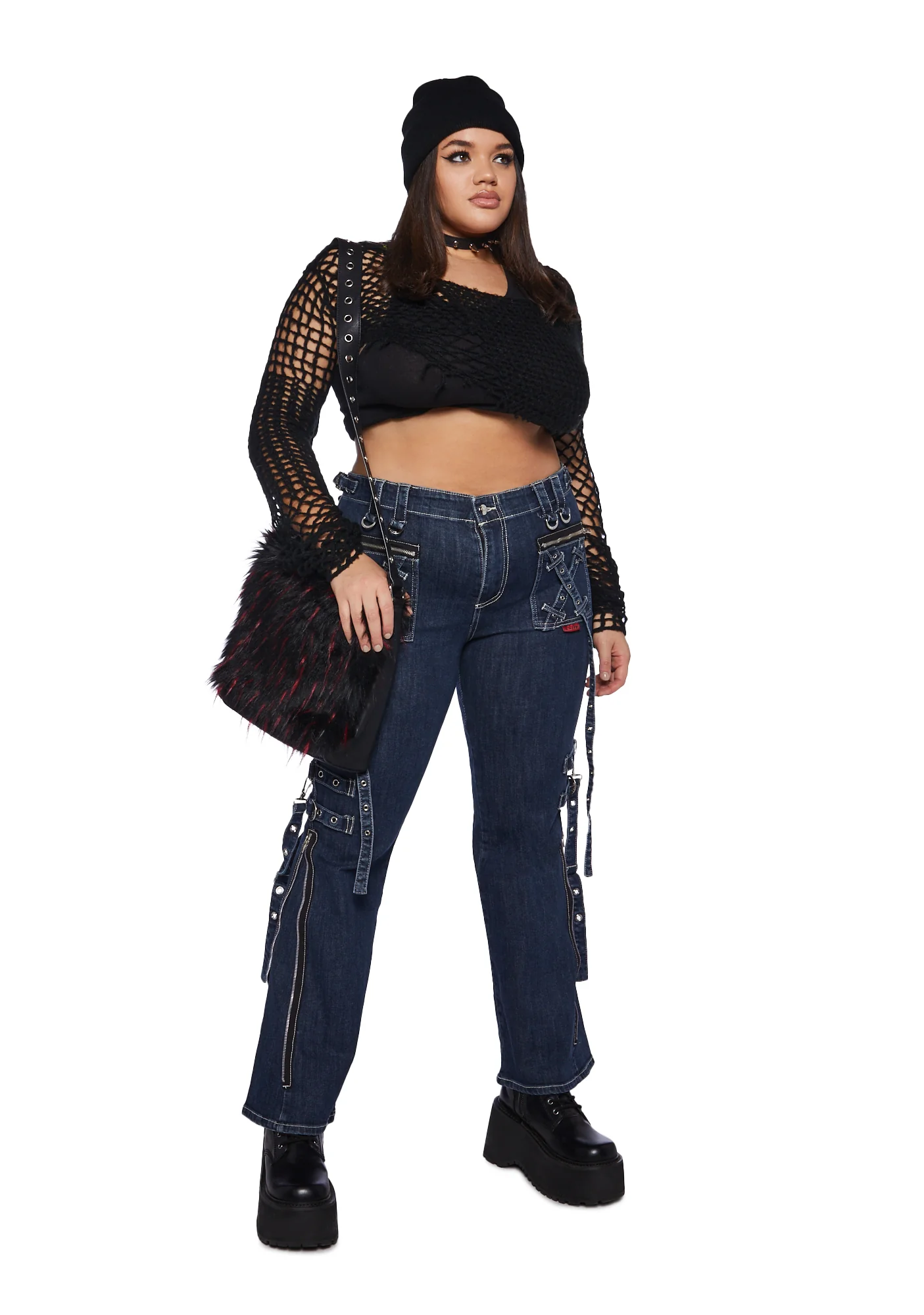 Plus X-Strap Pants - Blue Denim - Image 2