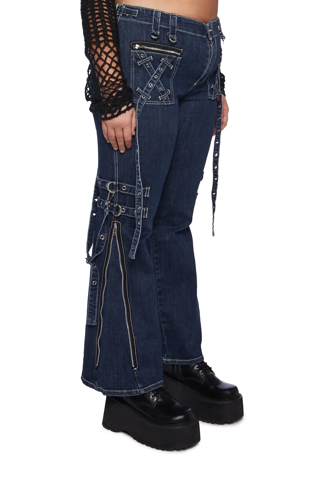 Plus X-Strap Pants - Blue Denim - Image 3