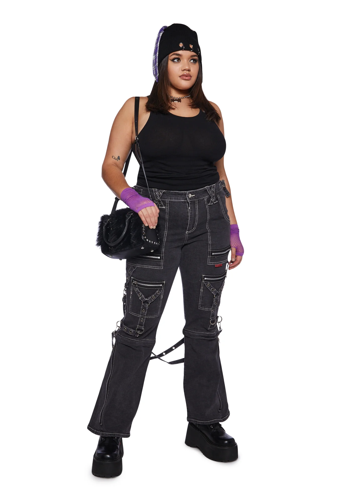 Plus Zip to Zip Pants - Black Denim - Image 2