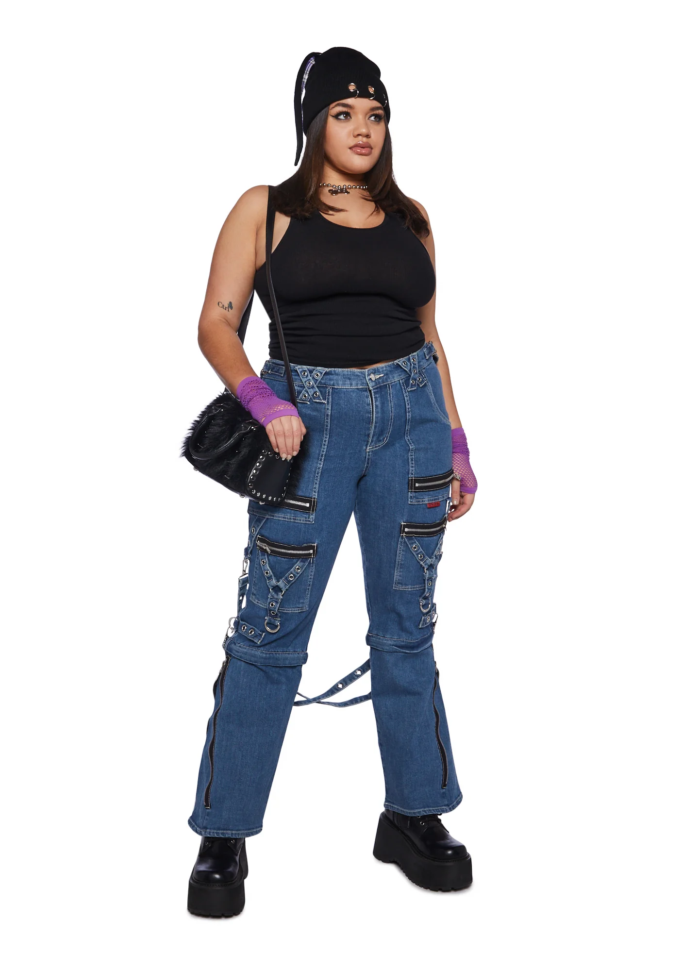 Plus Zip to Zip Pants - Blue Denim - Image 2