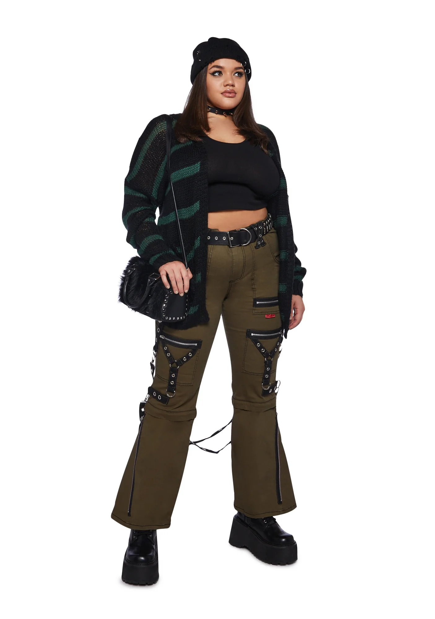 Plus Zip To Zip Pants - Green - Image 2