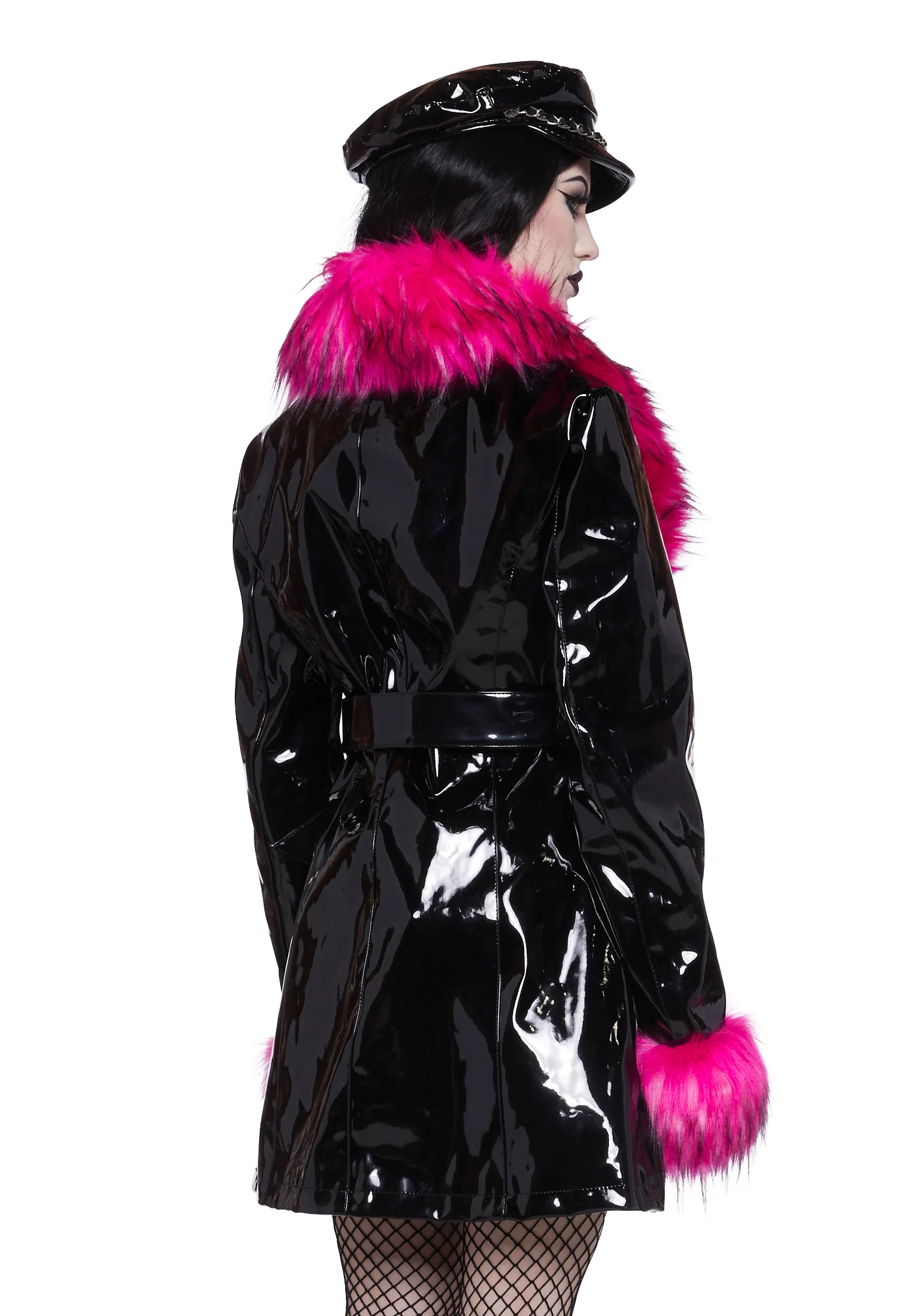 Pop of Darkness Faux Fur Coat - Image 4