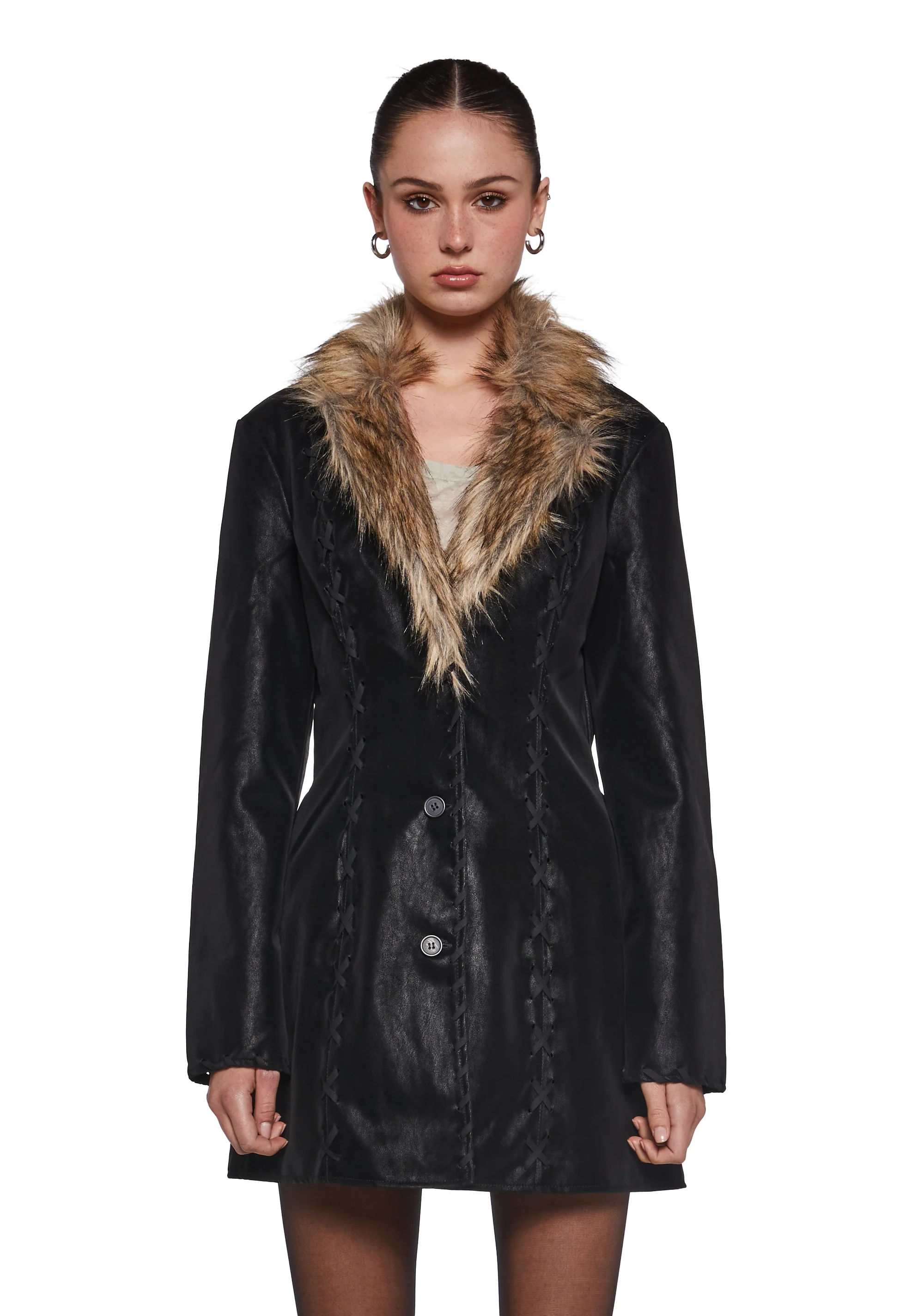 Pose Away Vegan Leather Coat - Image 5
