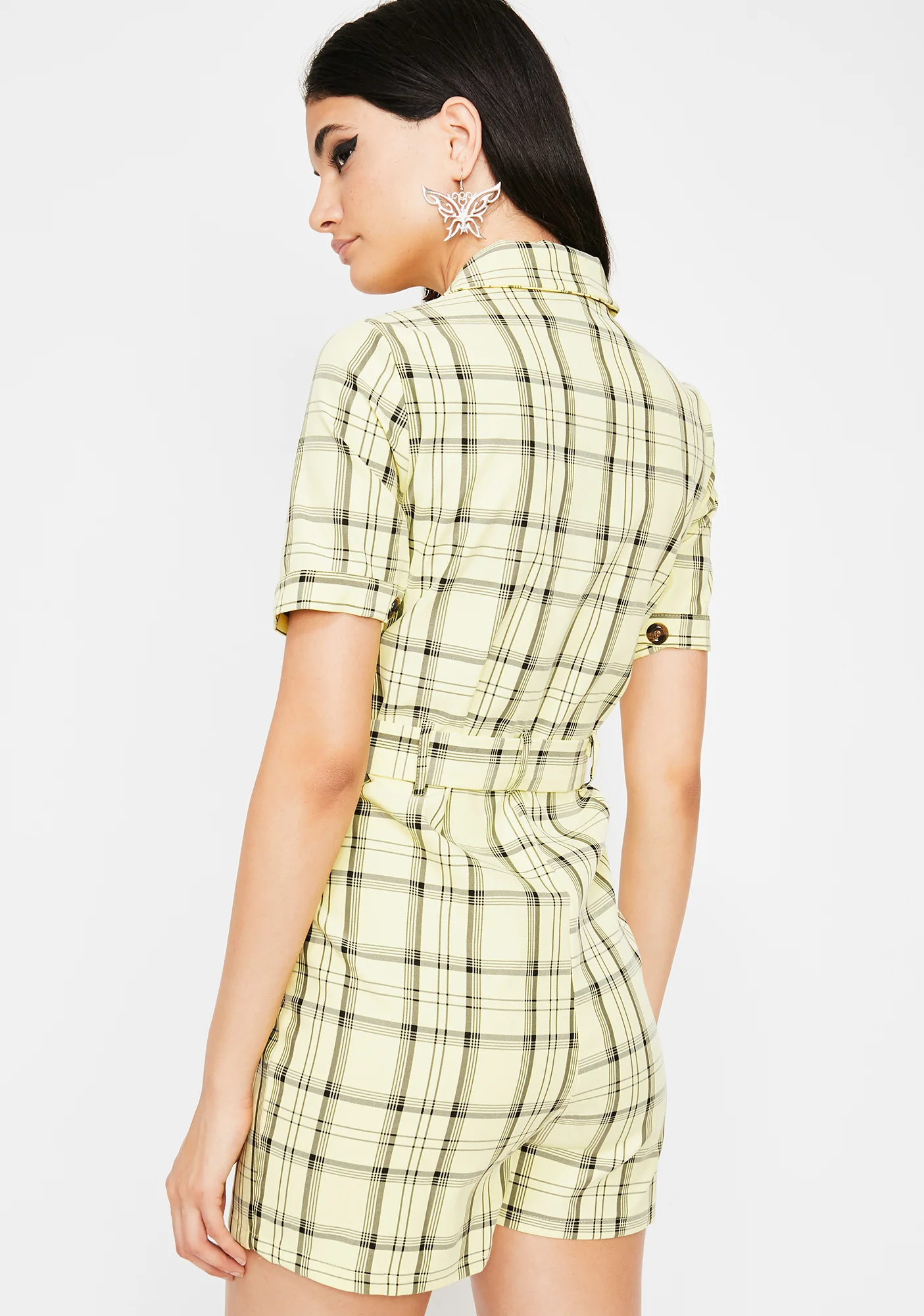 Posh Livin' Plaid Romper - Image 4