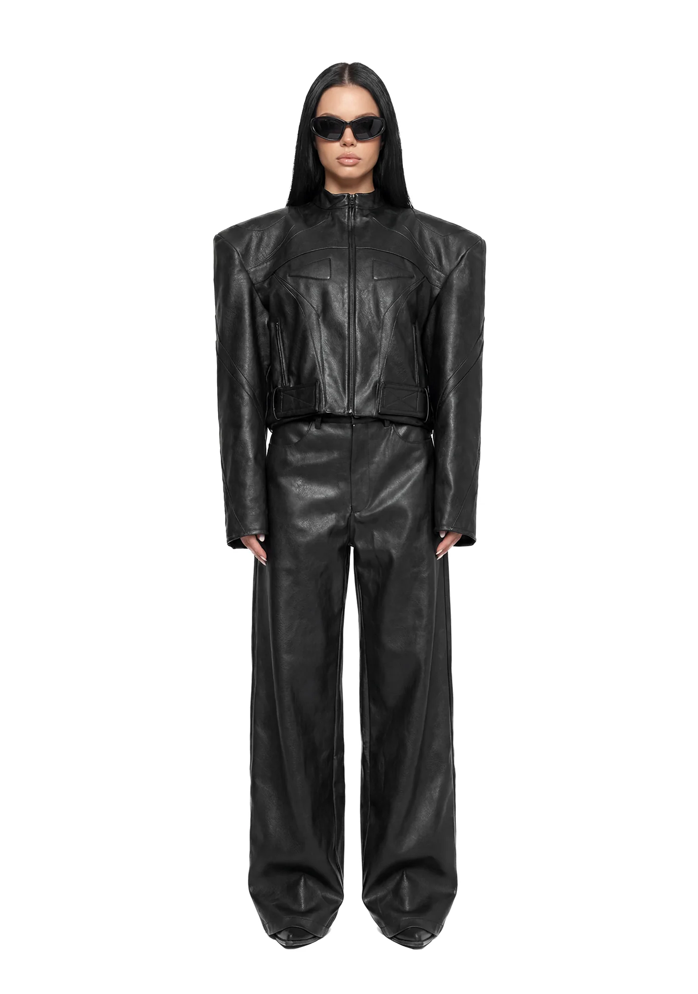 Power Shoulder Moto Jacket - Black - Image 2