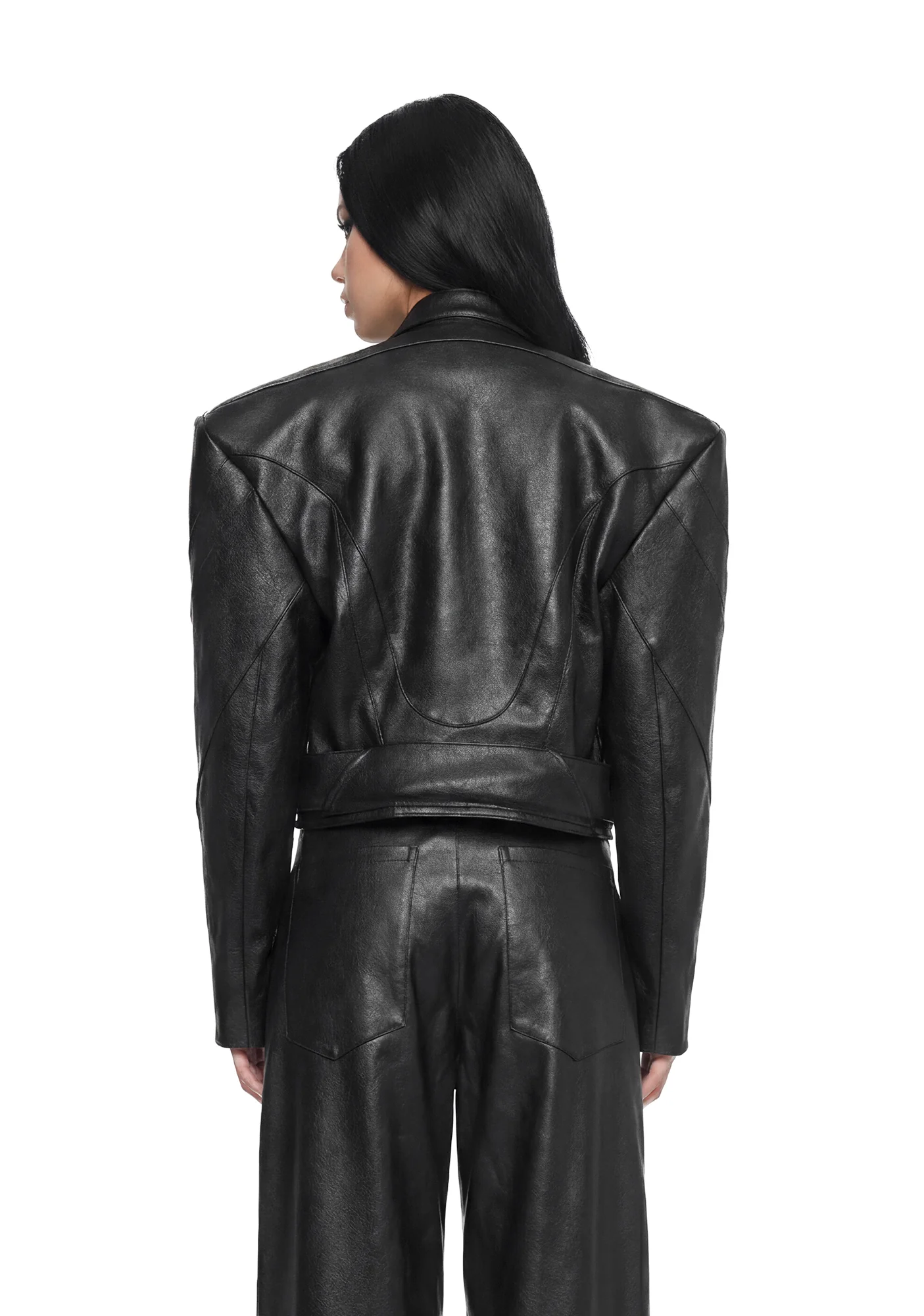 Power Shoulder Moto Jacket - Black - Image 4