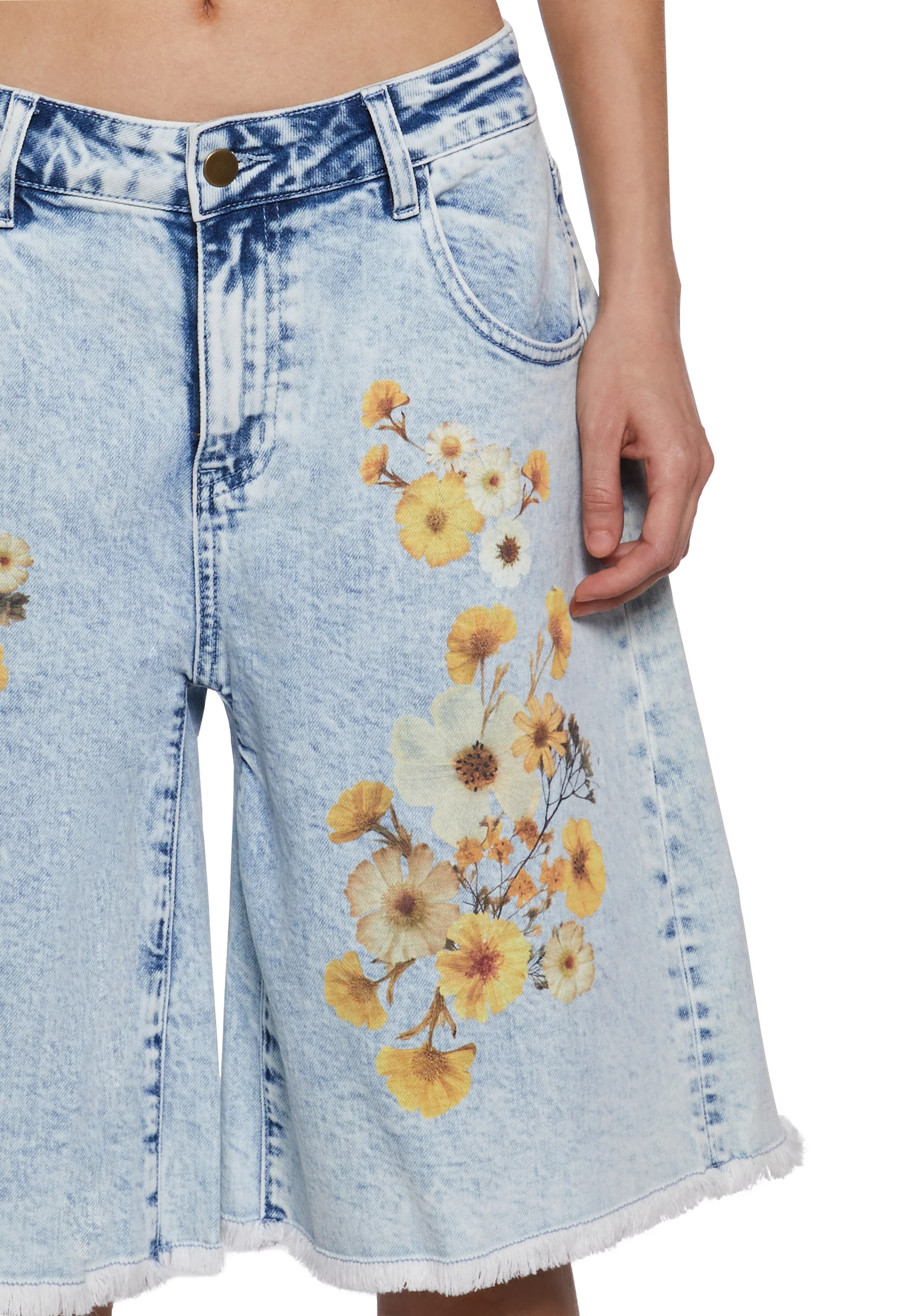 Pressed Flowers Denim Shorts - Image 5