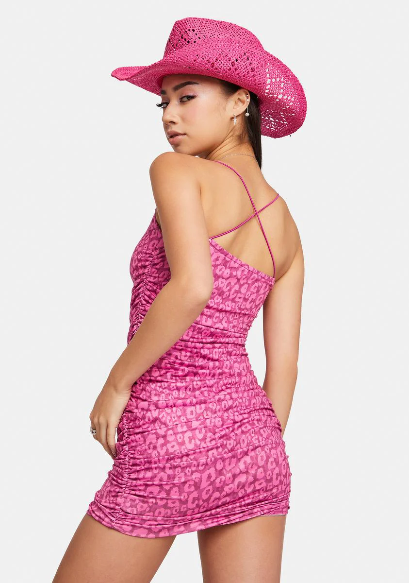 Pretty Tourist Trap Leopard Ruched Mini Dress - Image 4