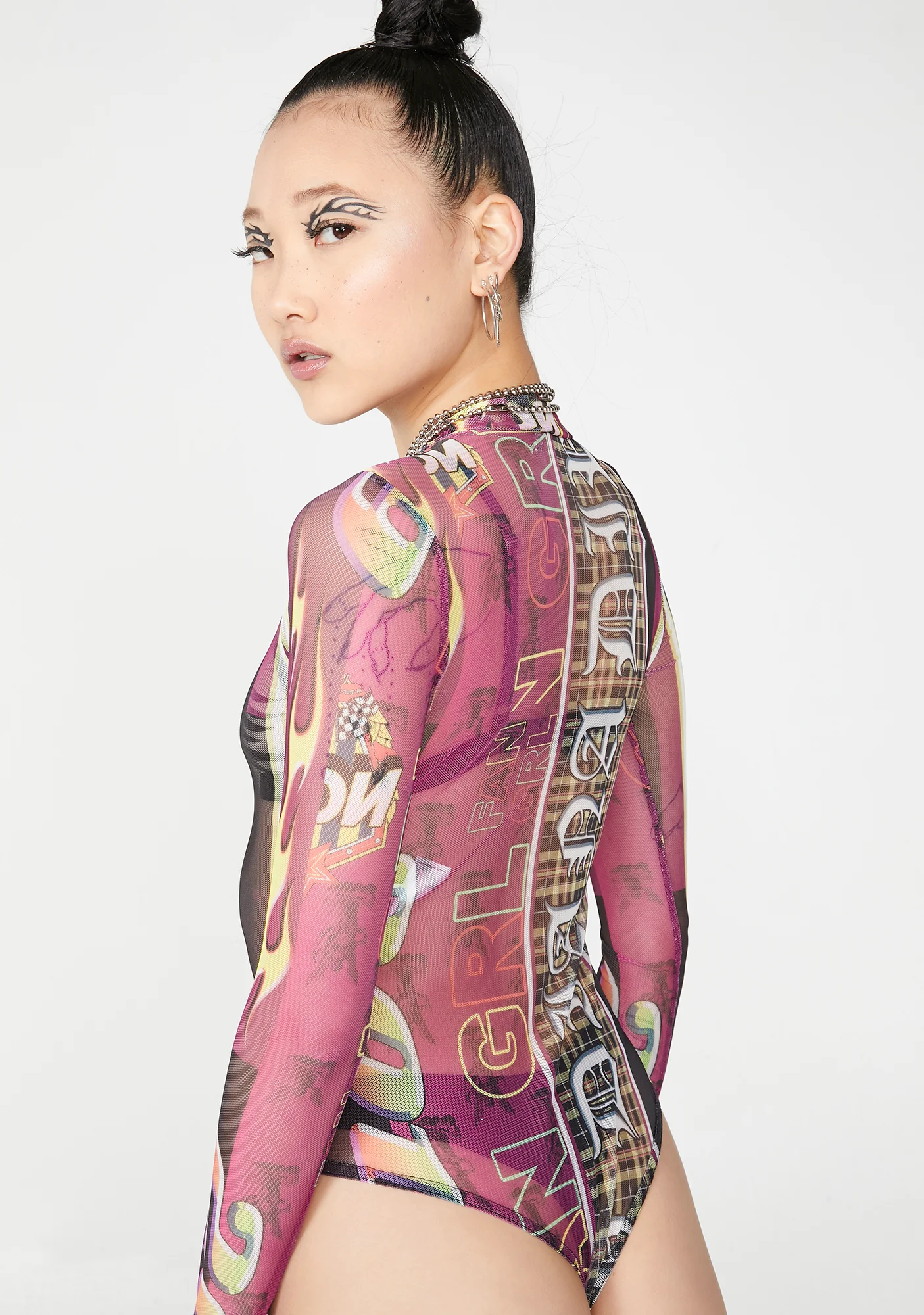 Printed Mesh Bodysuit - Image 4