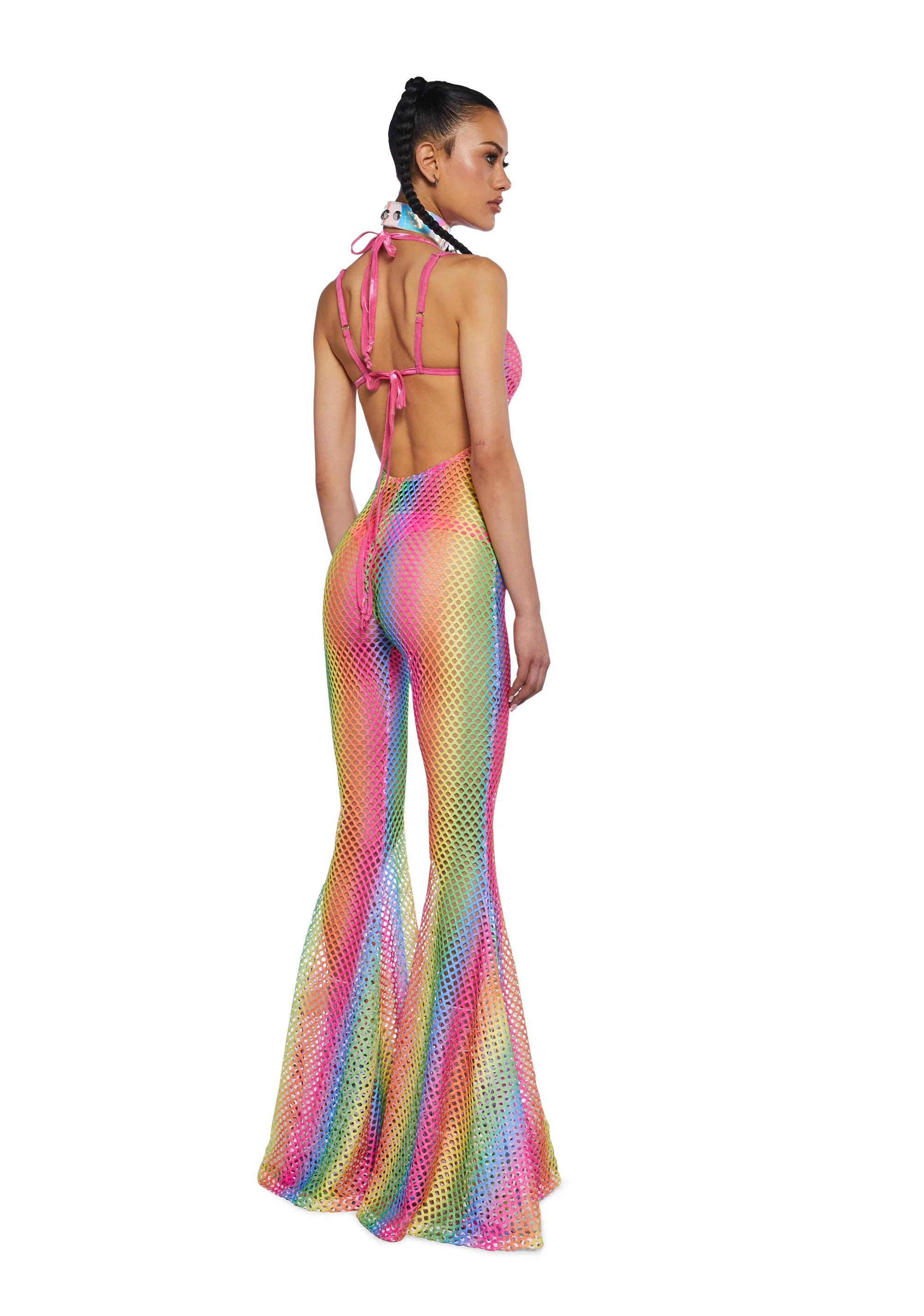 Wired Seduction Fishnet Jumpsuit - Rainbow - Image 4