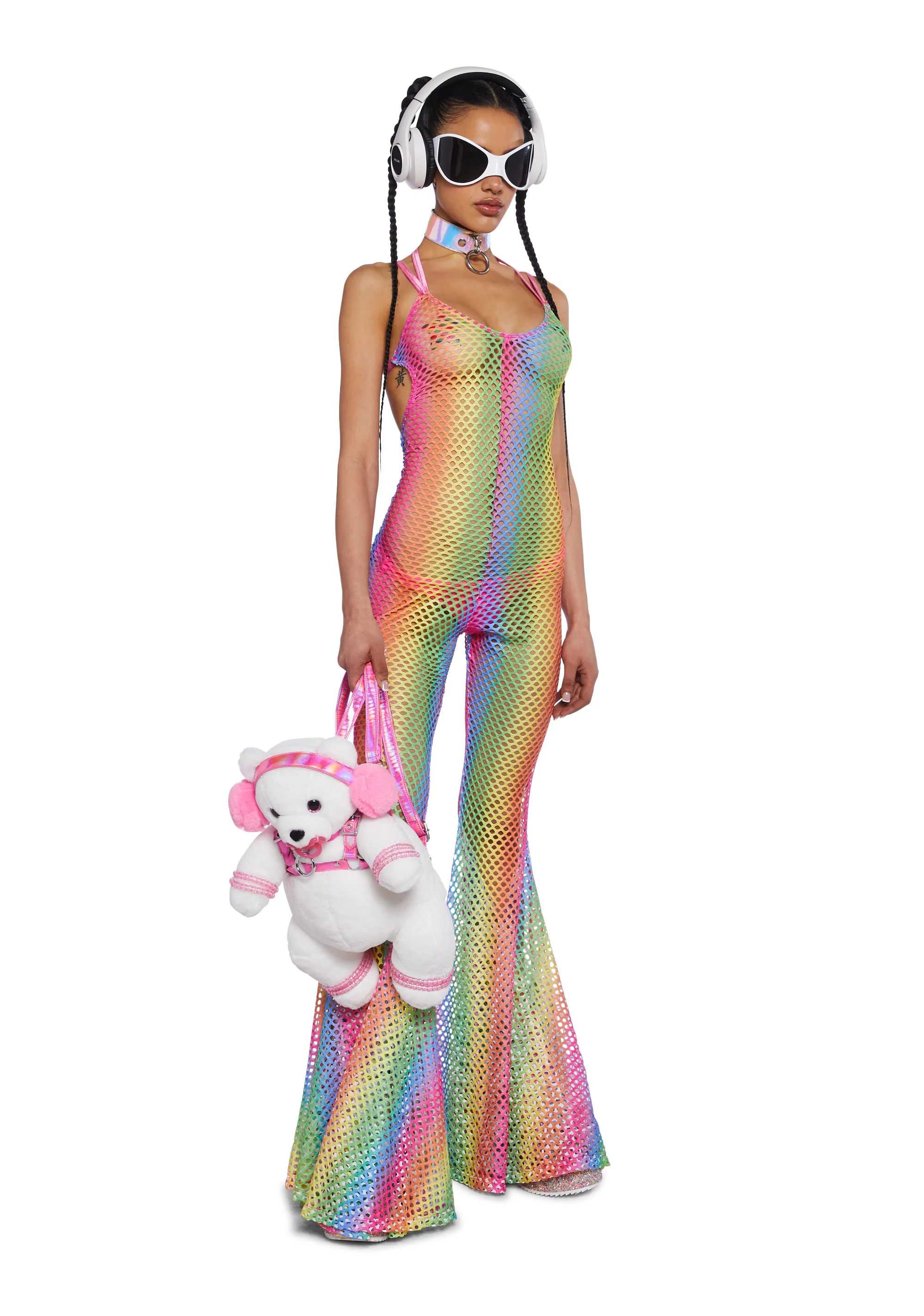 Wired Seduction Fishnet Jumpsuit - Rainbow - Image 5