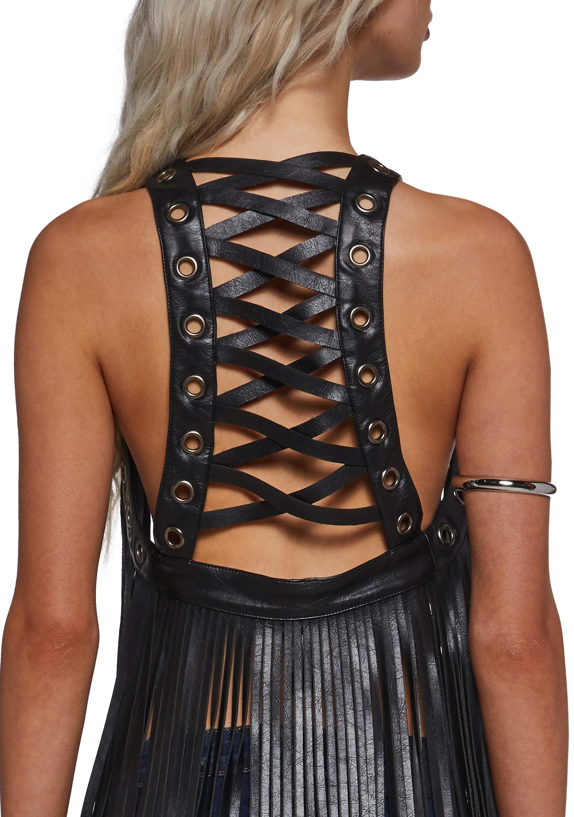 Western Fringe Lace Up Vest - Image 5
