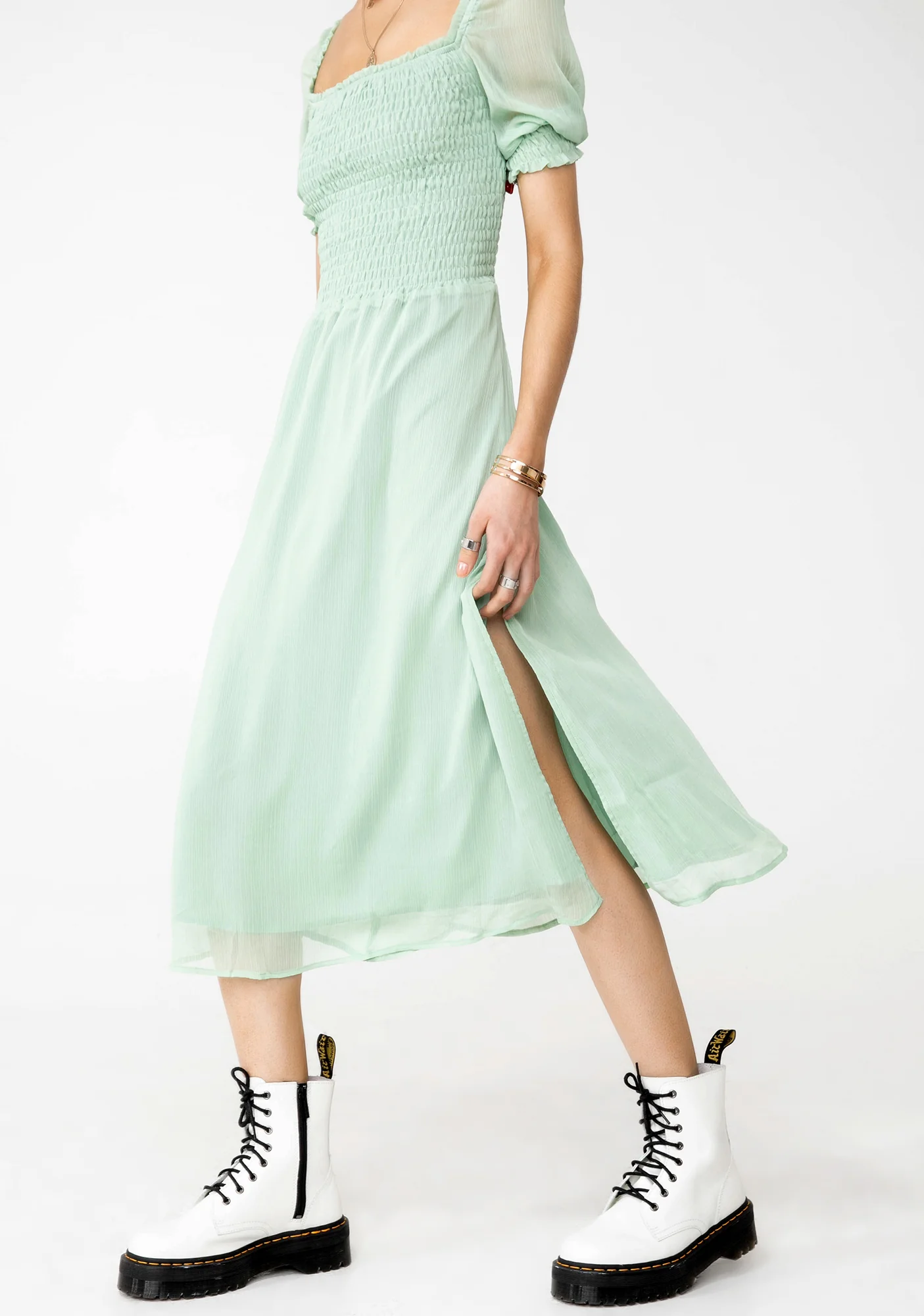 Puff Sleeve Midi Dress - Image 2
