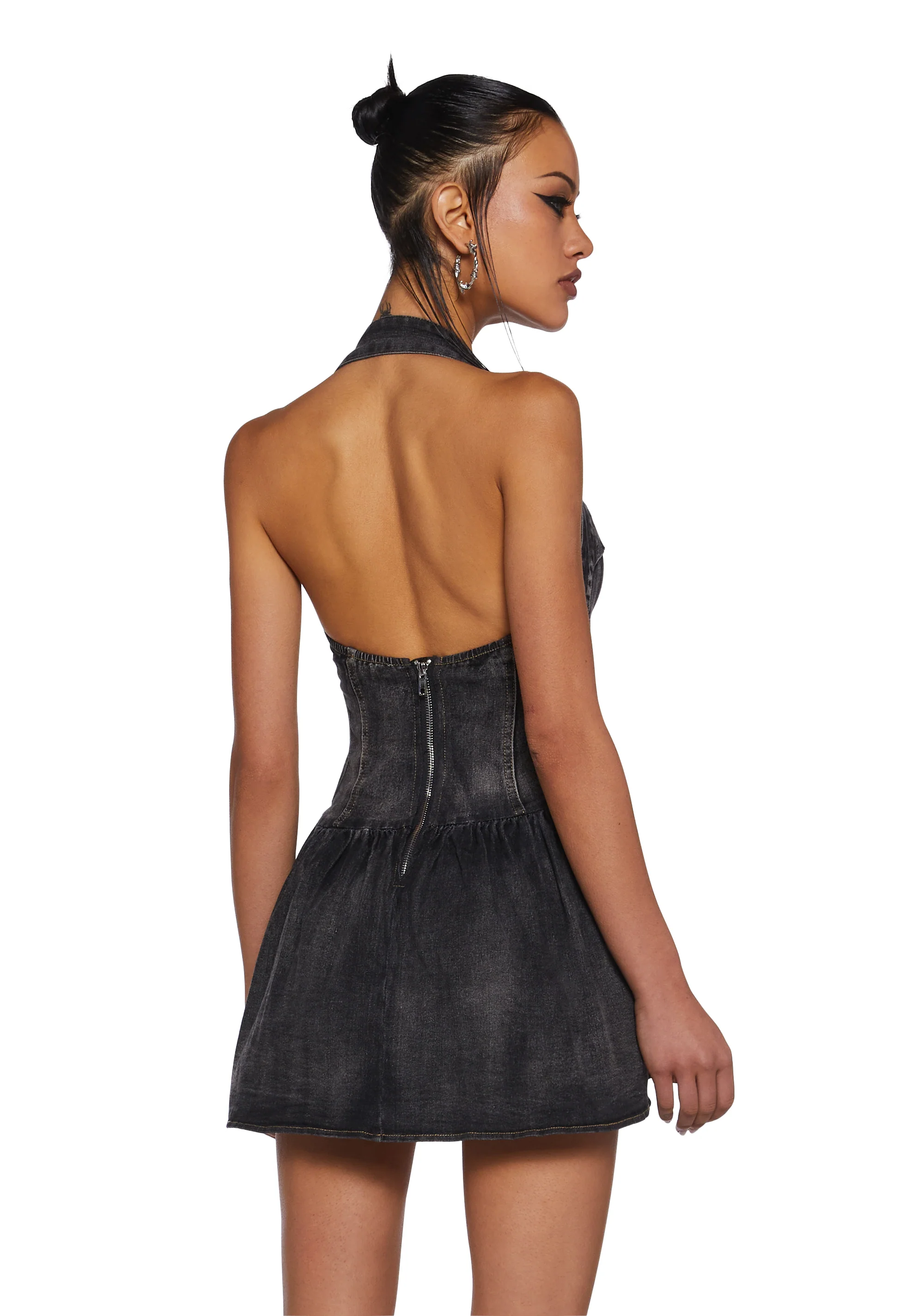 Punk Contradictions Halter Dress  - Black - Image 4