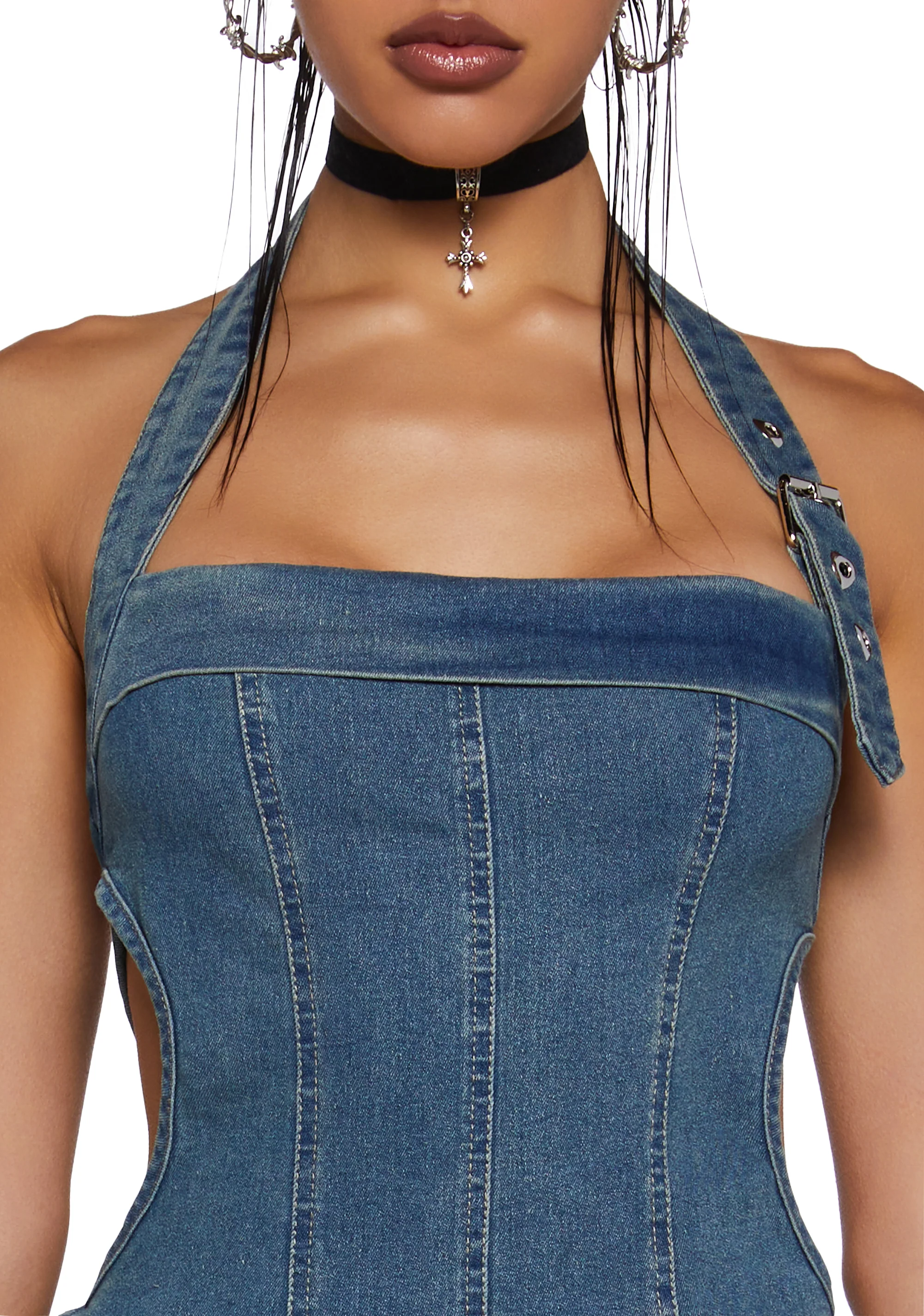 Punk Contradictions Halter Dress  - Light Blue - Image 5