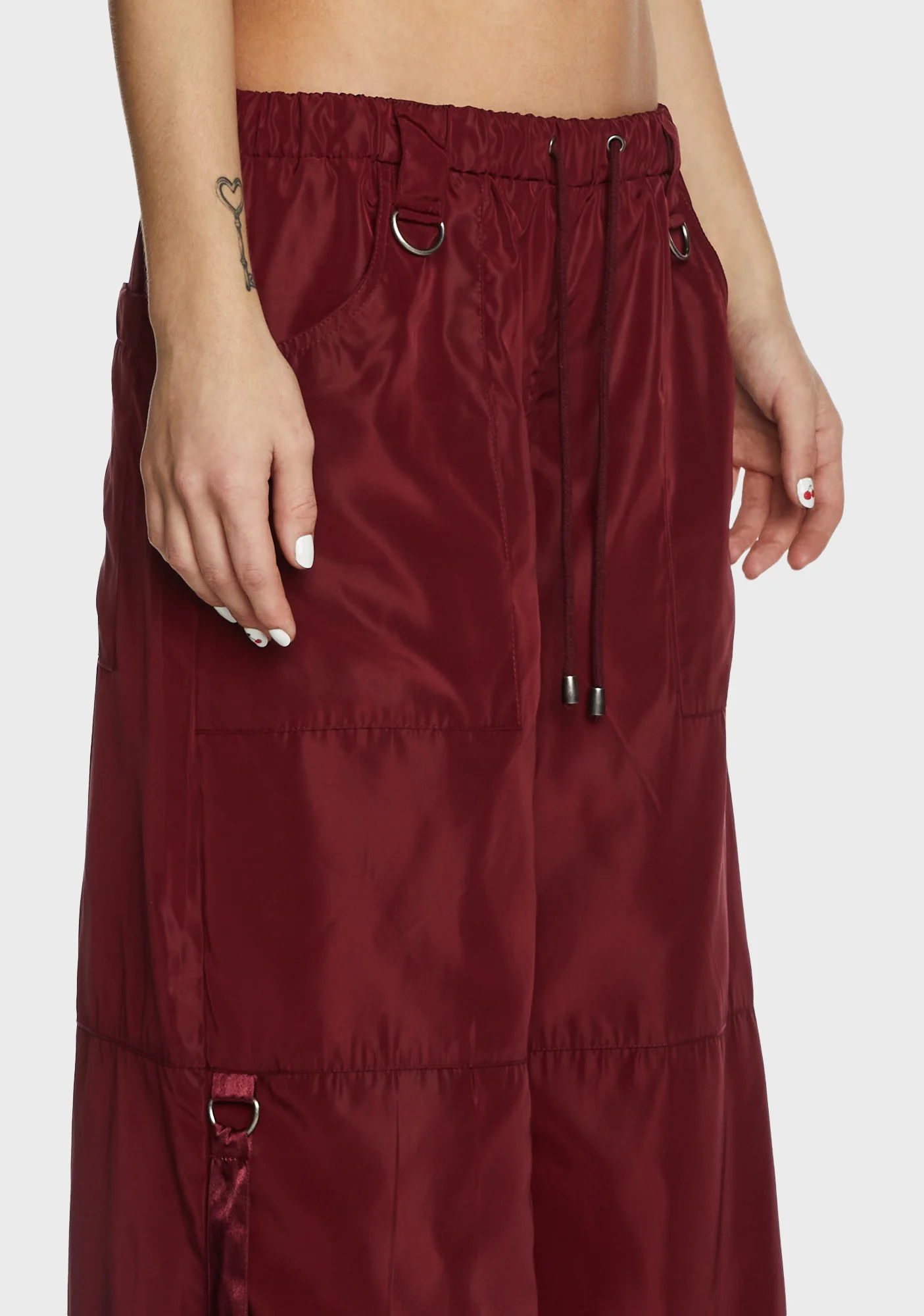 Punk Cred Wide Leg Pants - Maroon - Image 2