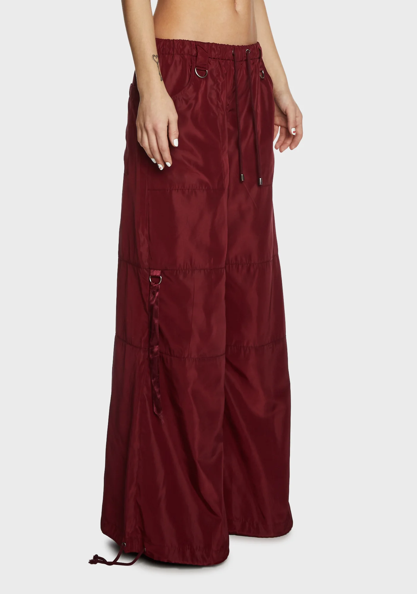 Punk Cred Wide Leg Pants - Maroon - Image 3