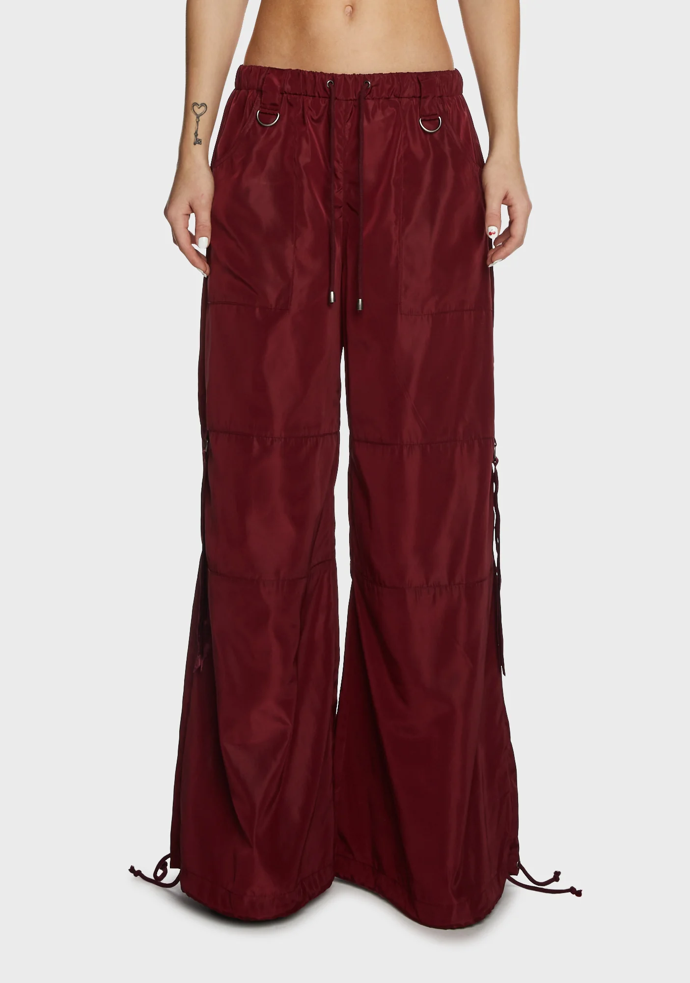 Punk Cred Wide Leg Pants - Maroon - Image 5