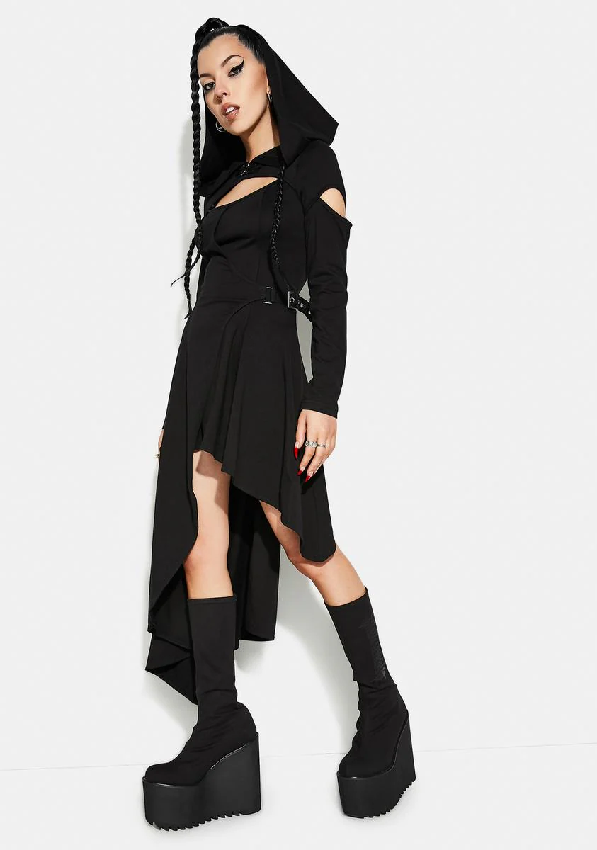 Punk Knitted Asymmetrical Dress - Image 3