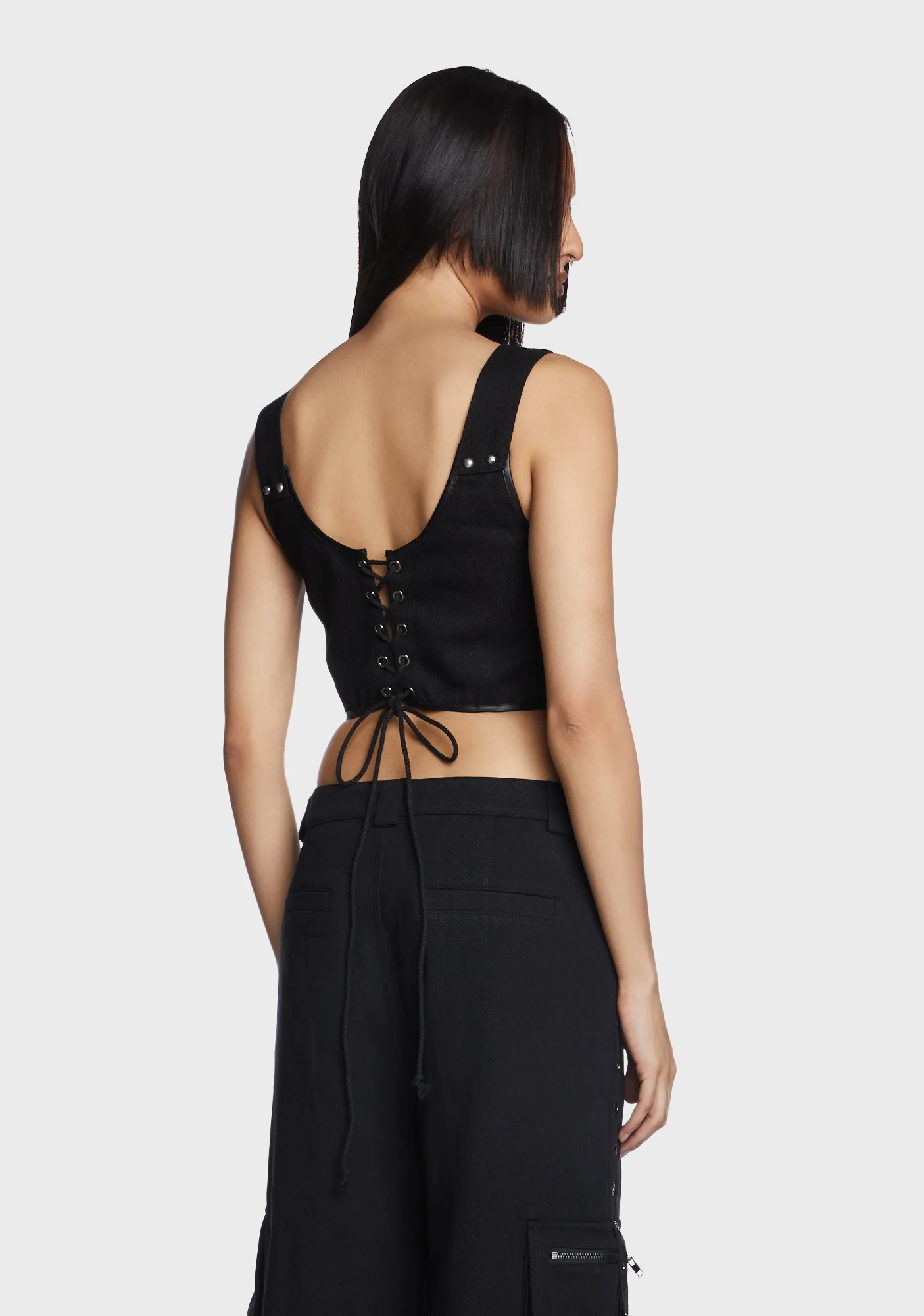 Punk Stretchy Eyelets Mesh Vest - Image 5