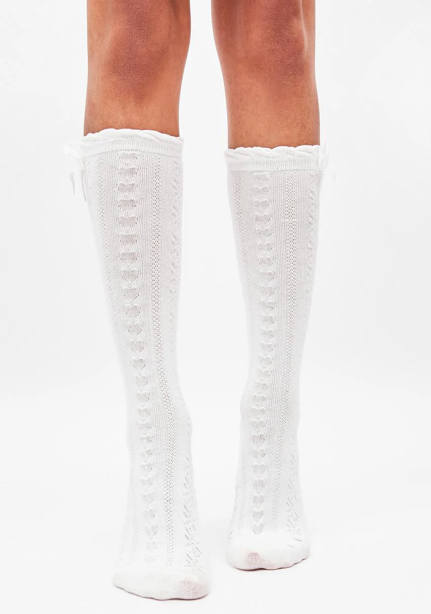 Pure Peaceful in Pointelle Bow Crew Socks - Image 2