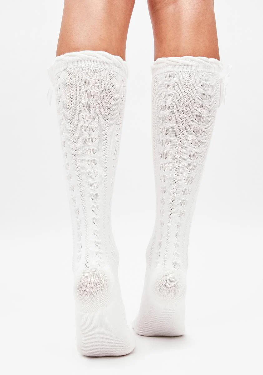Pure Peaceful in Pointelle Bow Crew Socks - Image 3