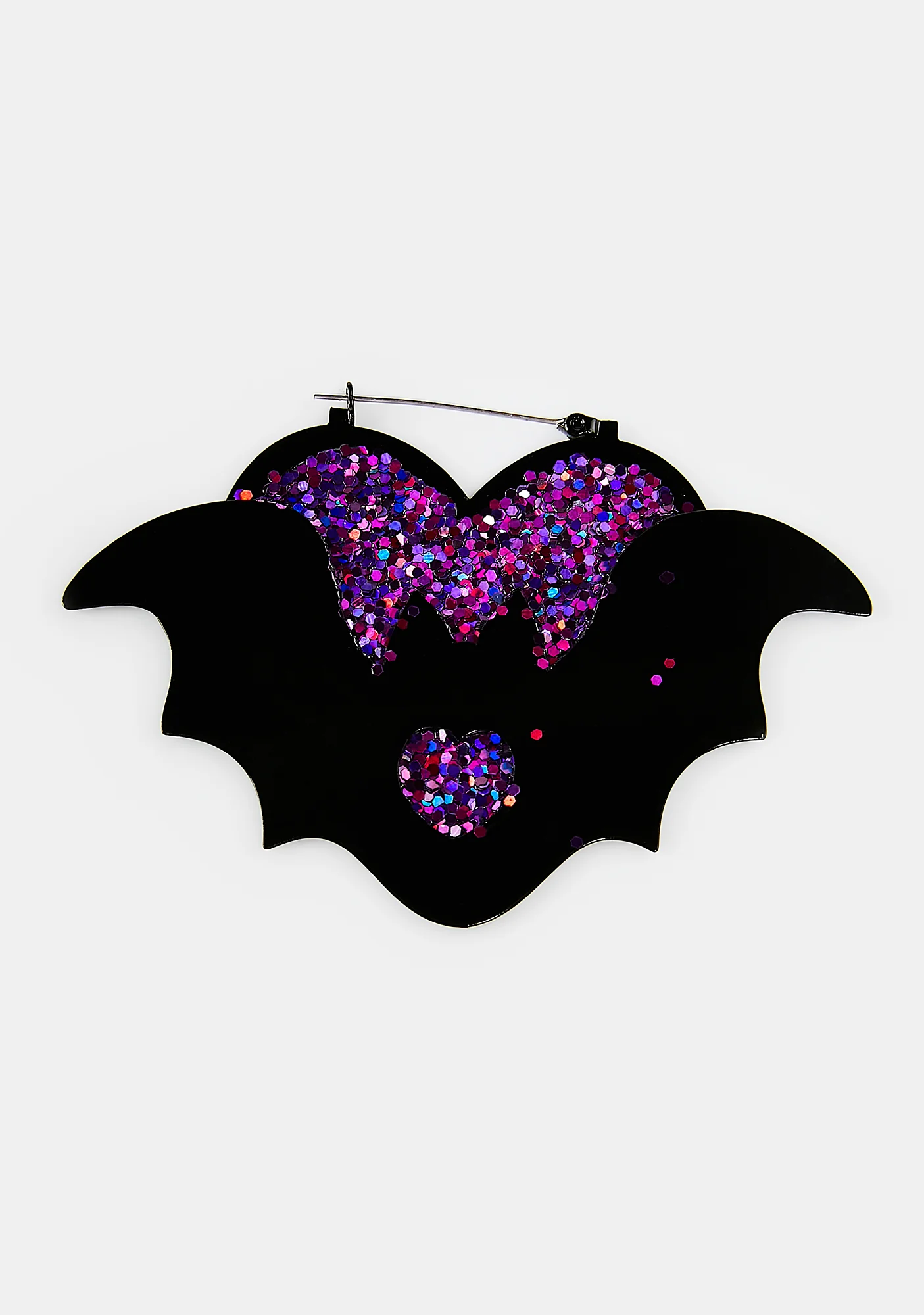 Purple Heart Bat Hoop Earrings - Image 3