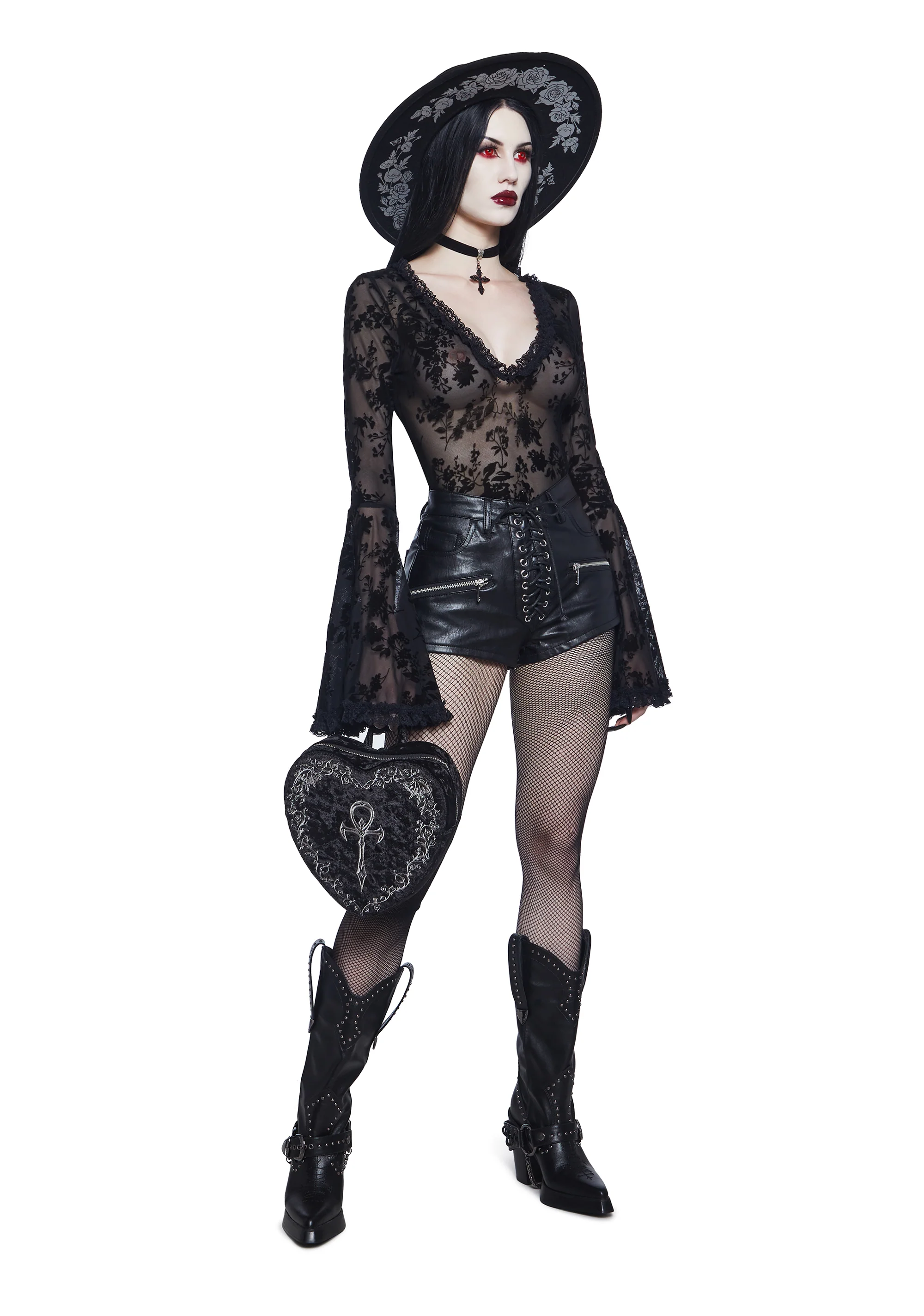 Pursuit Of Blood Mesh Bodysuit - Black - Image 3