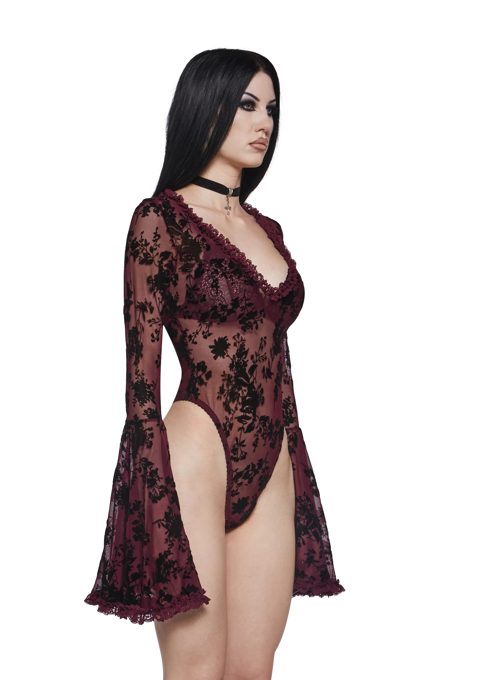 Pursuit Of Blood Mesh Bodysuit - Red - Image 3