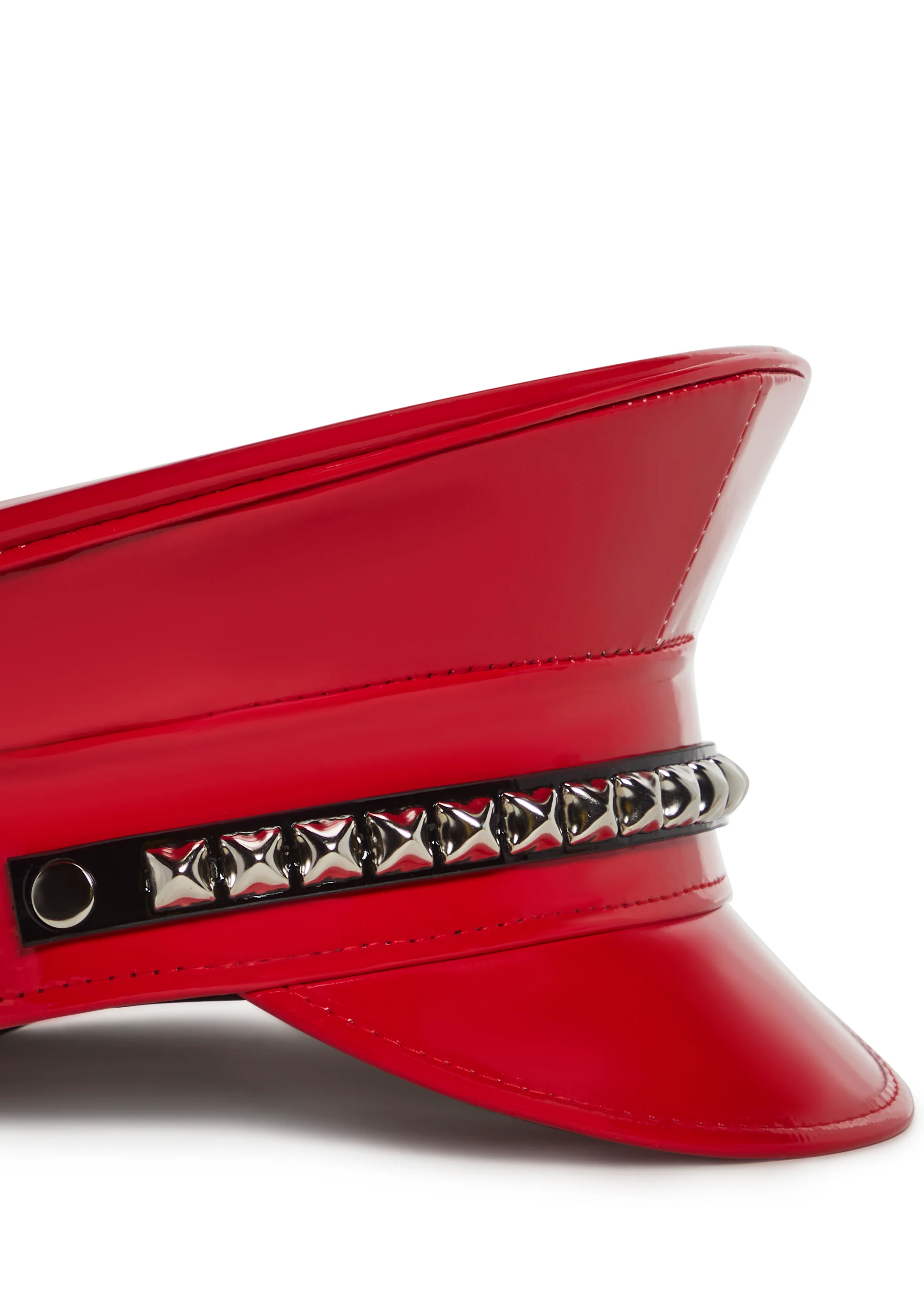 Pyramid Studded Captain Hat - Red - Image 4