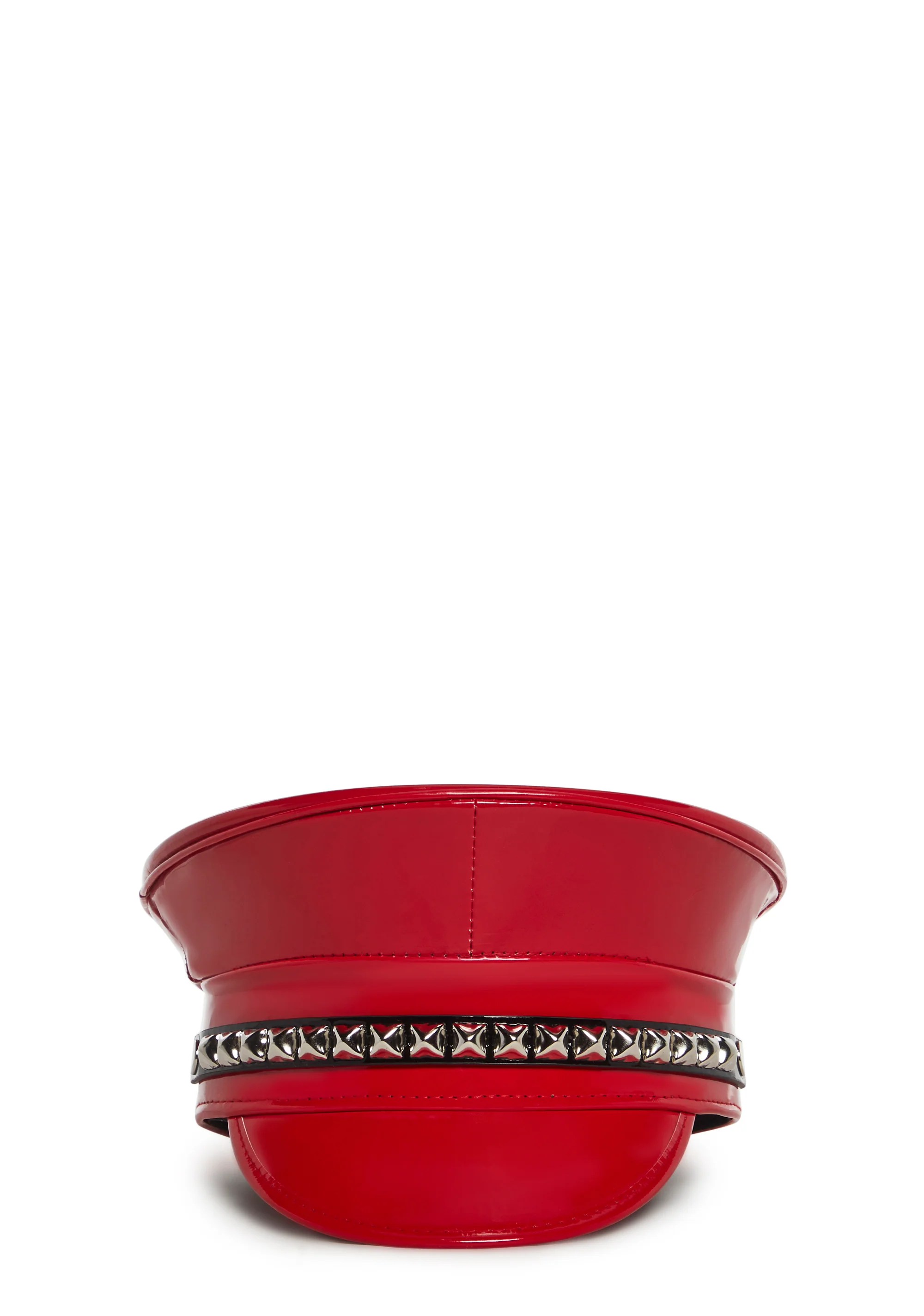 Pyramid Studded Captain Hat - Red - Image 5