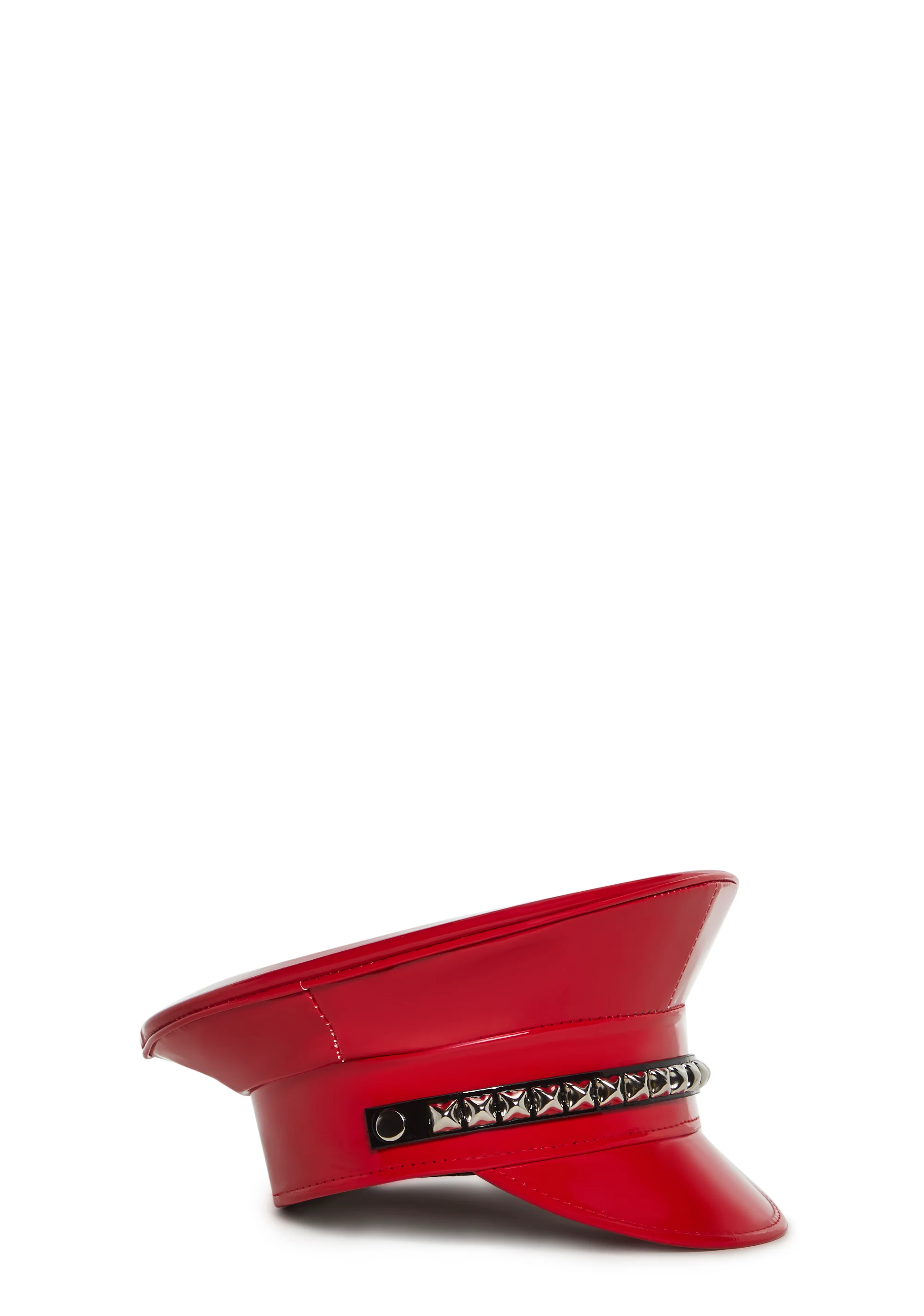 Pyramid Studded Captain Hat - Red - Image 7