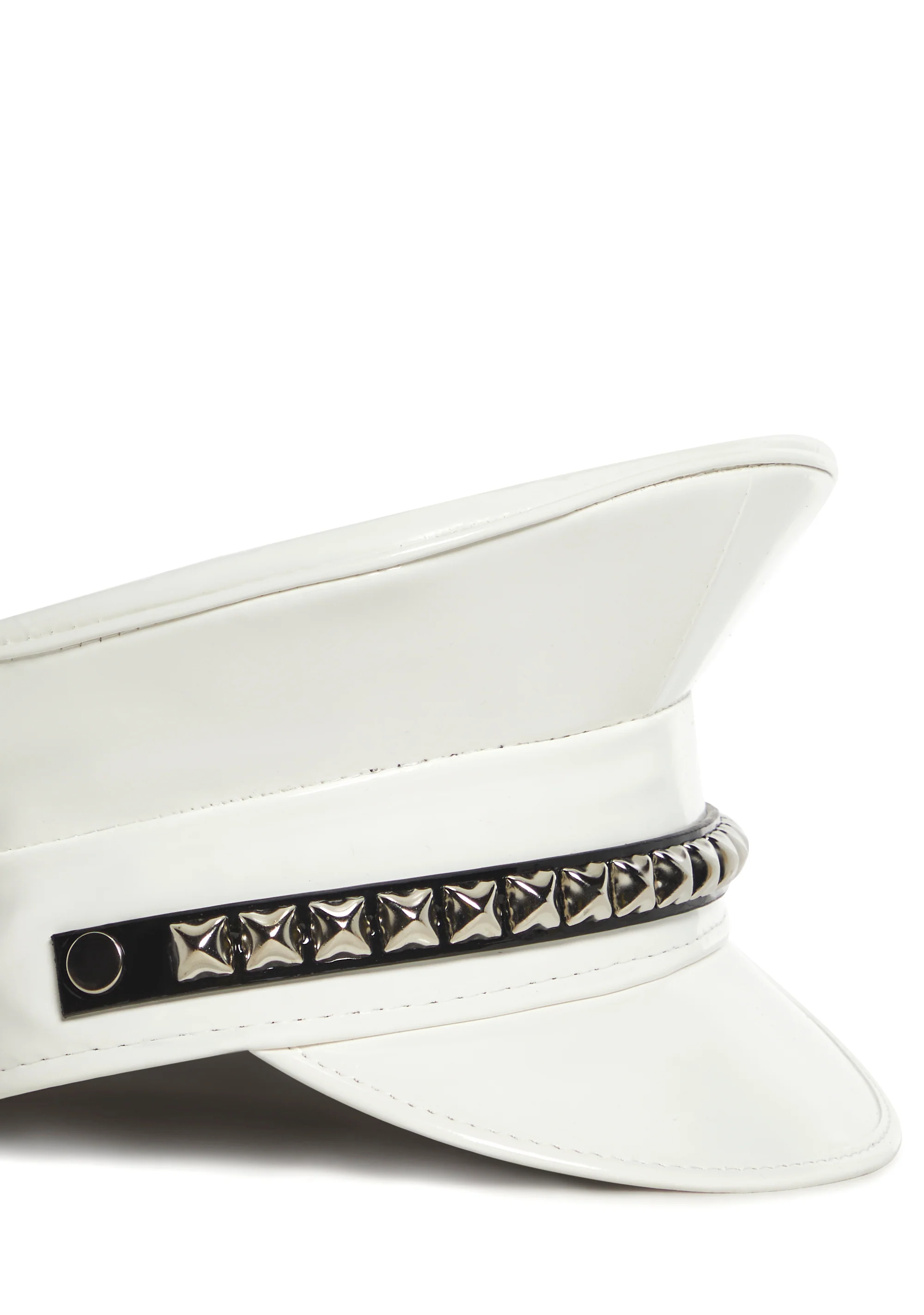 Pyramid Studded Captain Hat - White - Image 4