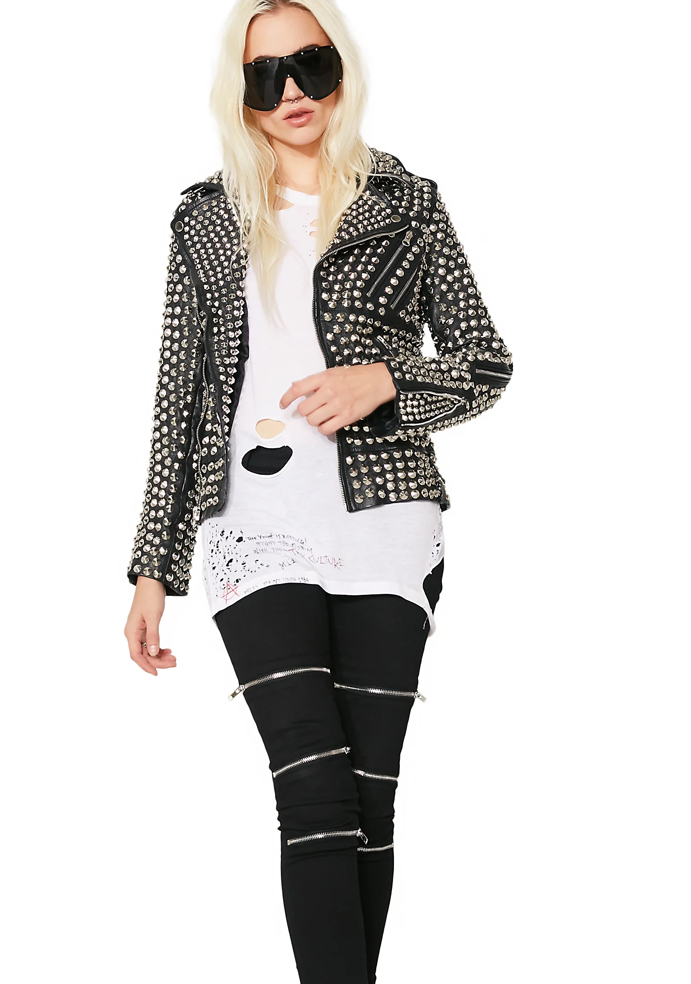 Queen Of Metal Leather Jacket - Image 5