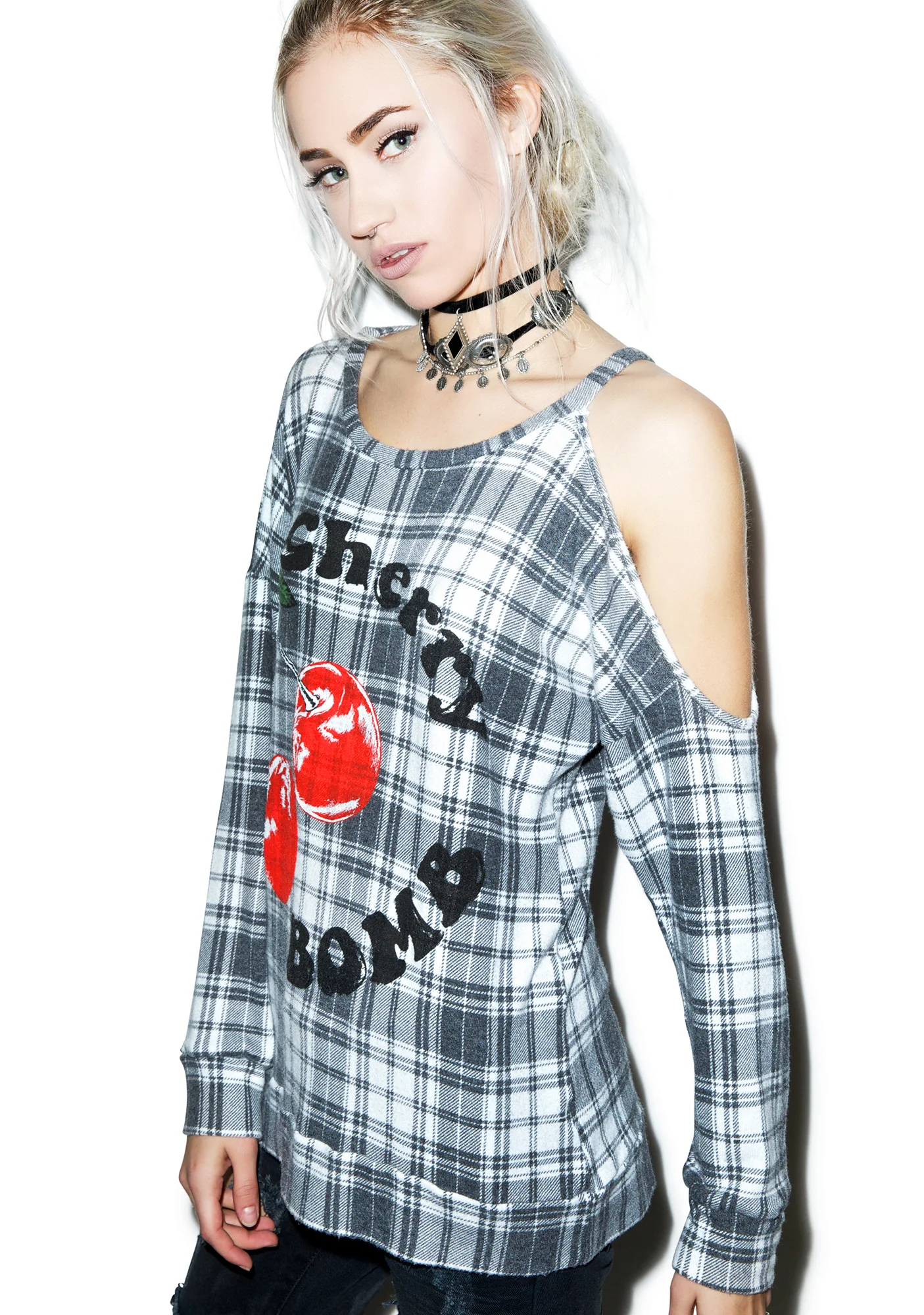 Quinn Cherry Bomb One Open Shoulder Pullover - Image 5