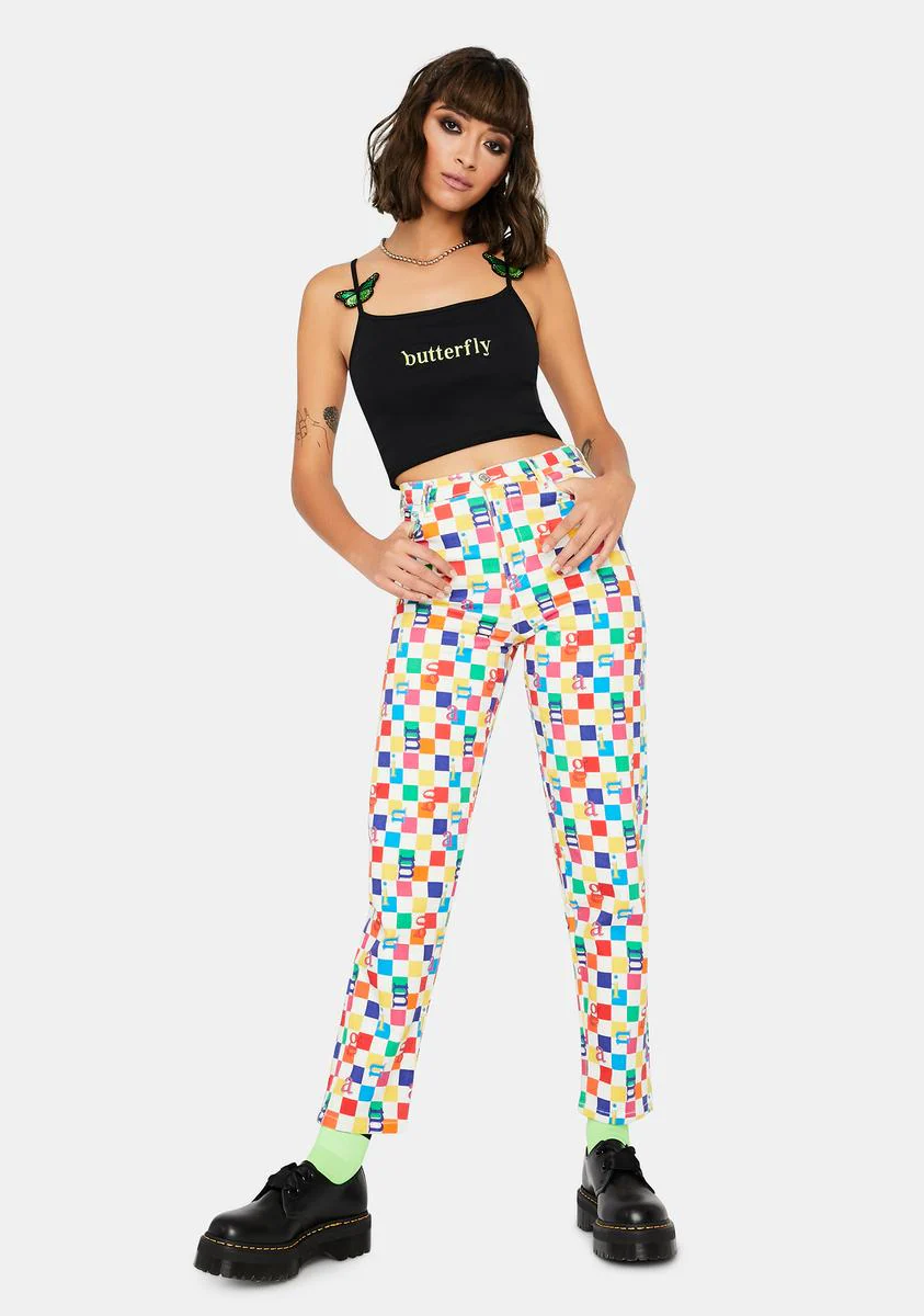 Rainbow Check Denim Jeans - Image 2