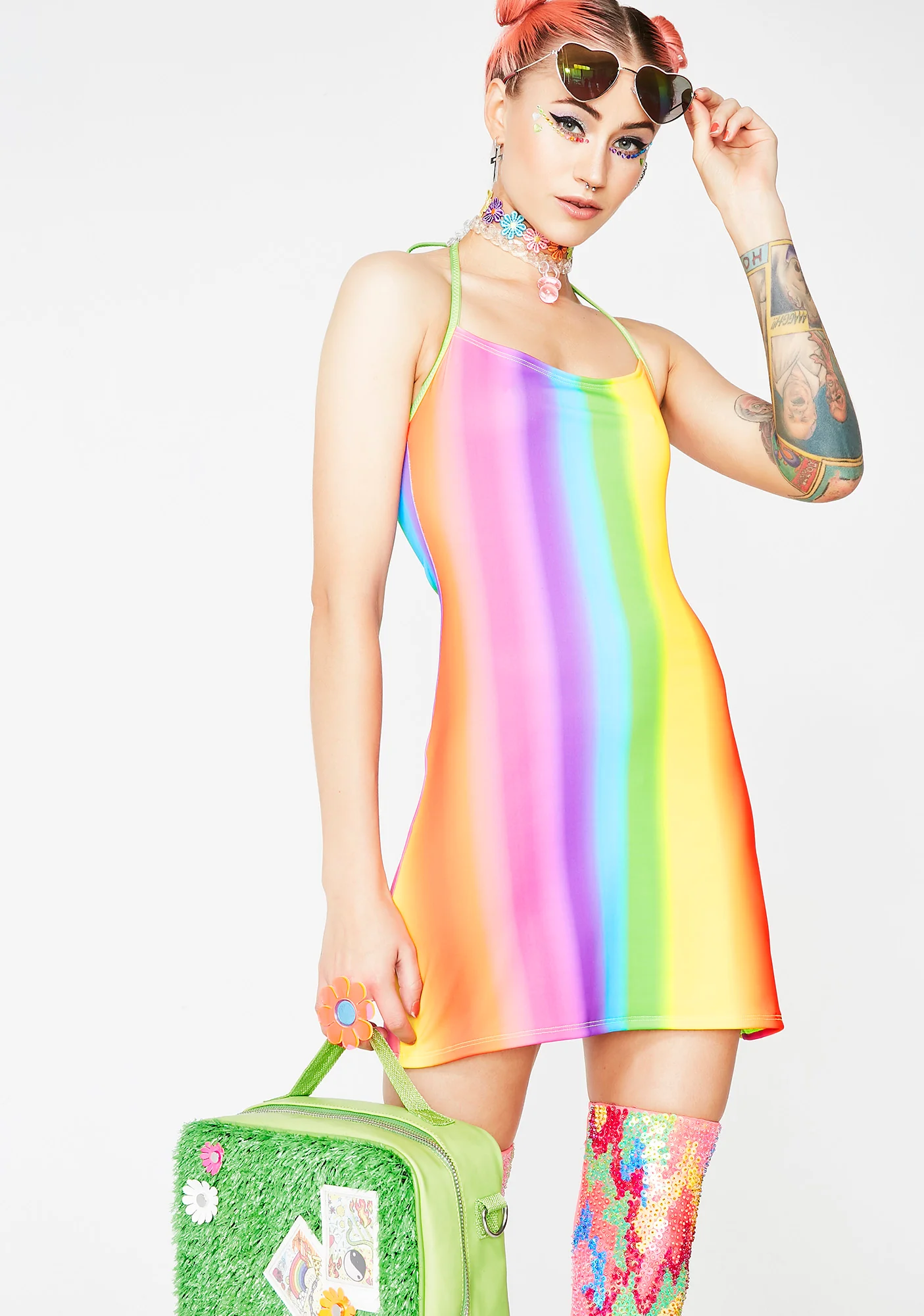 Rainbow Gradient Matte Dress - Image 2