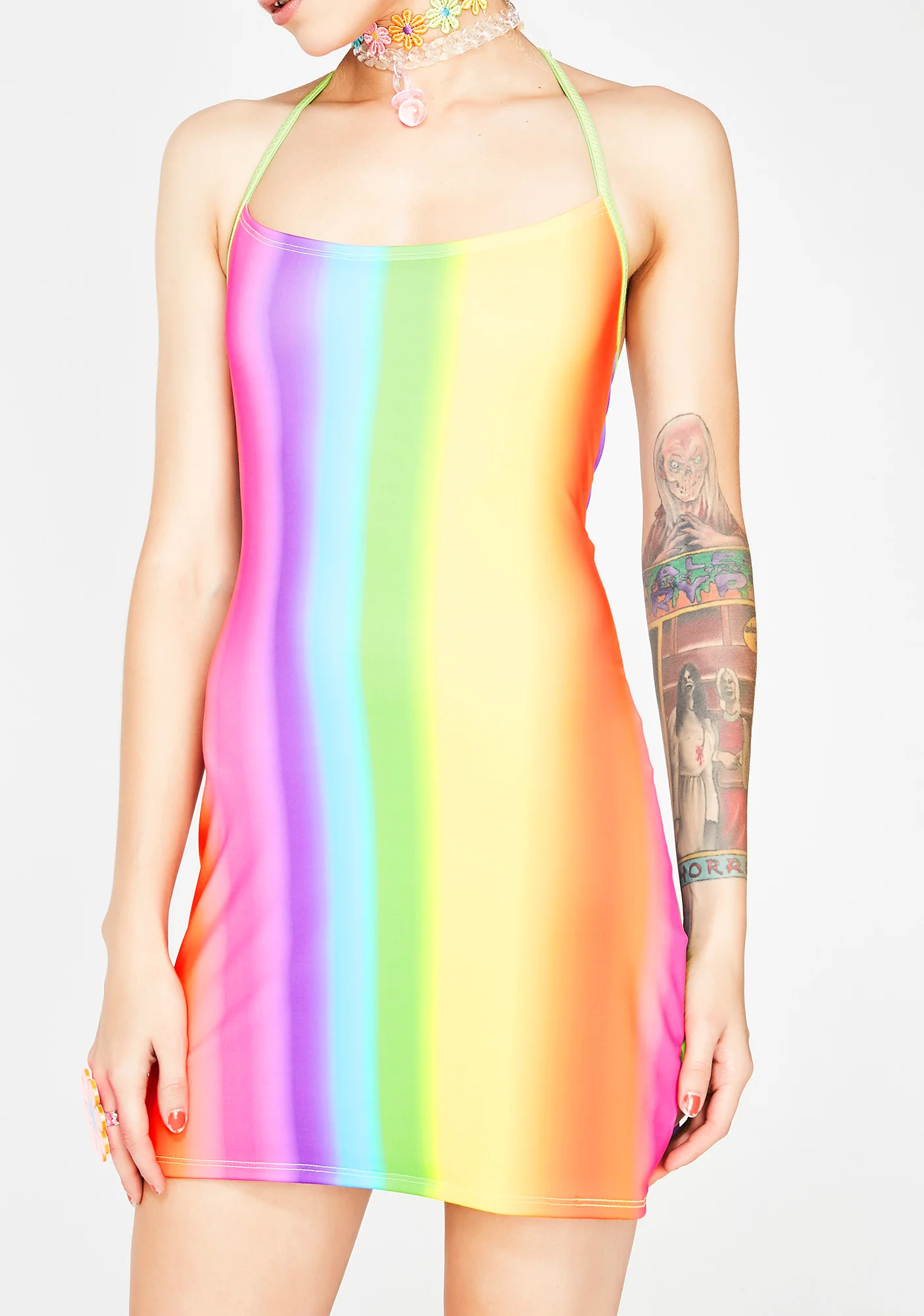 Rainbow Gradient Matte Dress - Image 3
