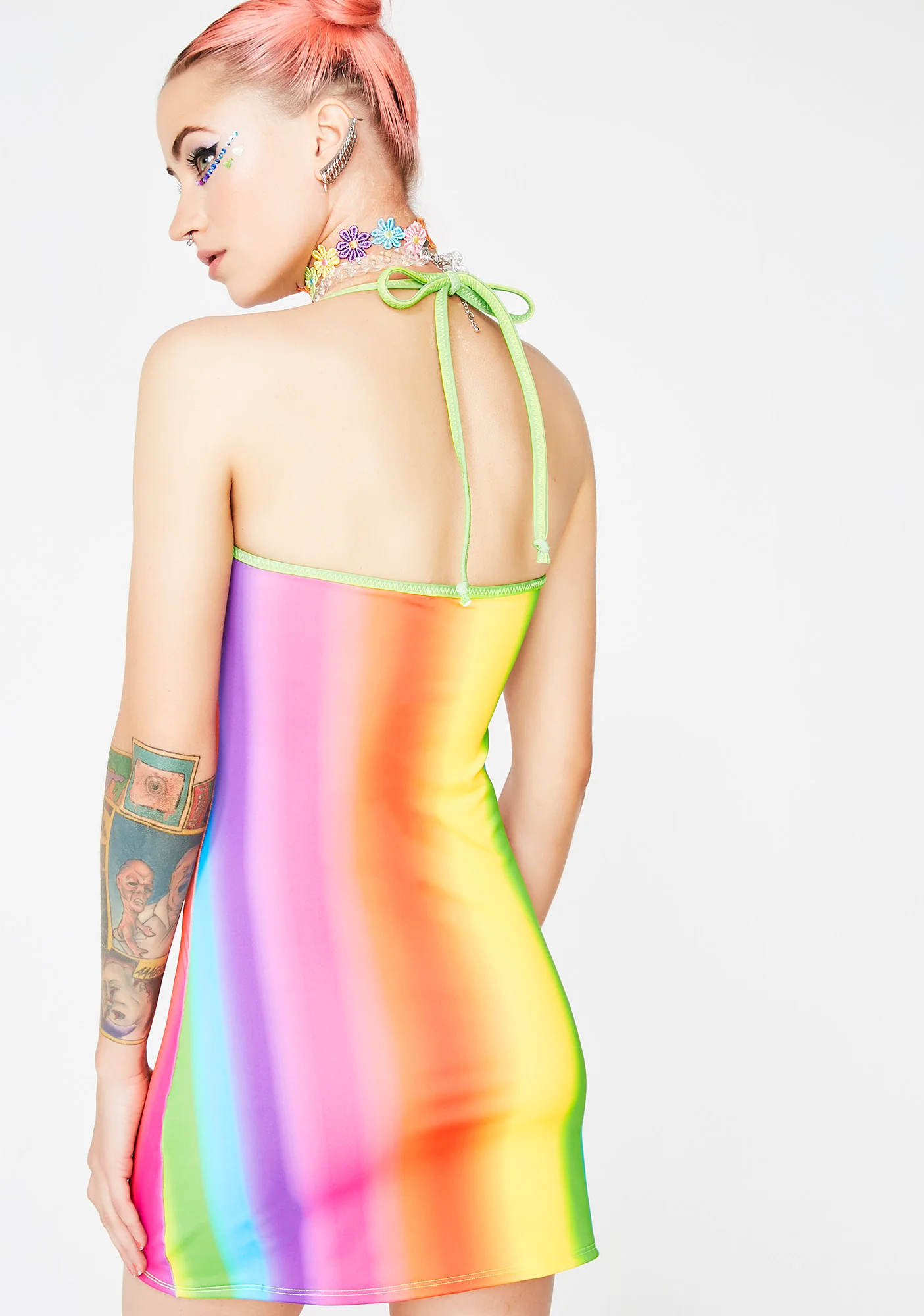Rainbow Gradient Matte Dress - Image 4