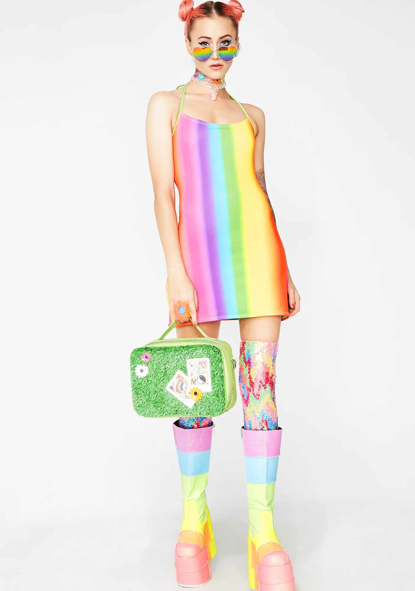 Rainbow Gradient Matte Dress - Image 5