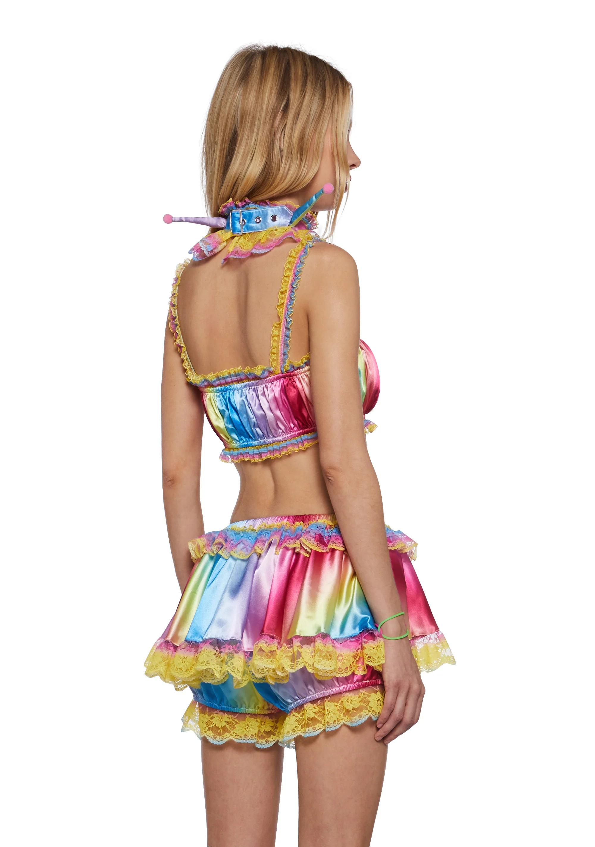 Multicolor Trickery Crop Top And Collar Set - Image 4