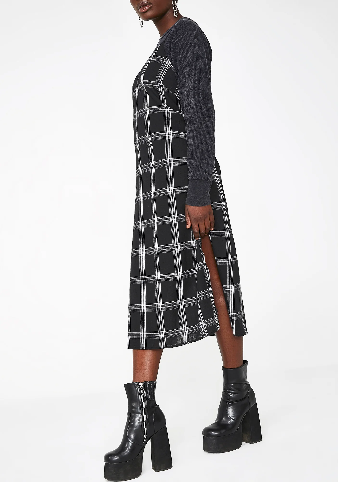 Raven Honeytrap Plaid Midi Dress - Image 3