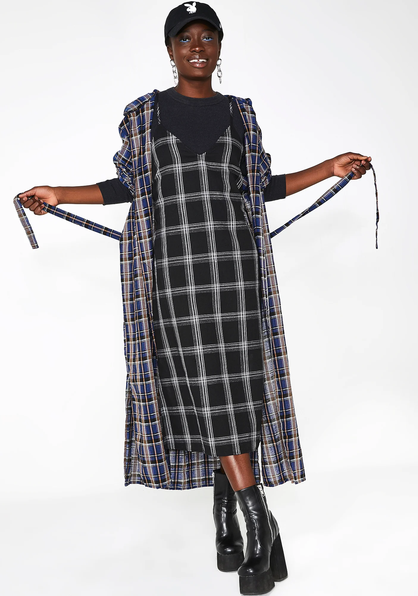 Raven Honeytrap Plaid Midi Dress - Image 5