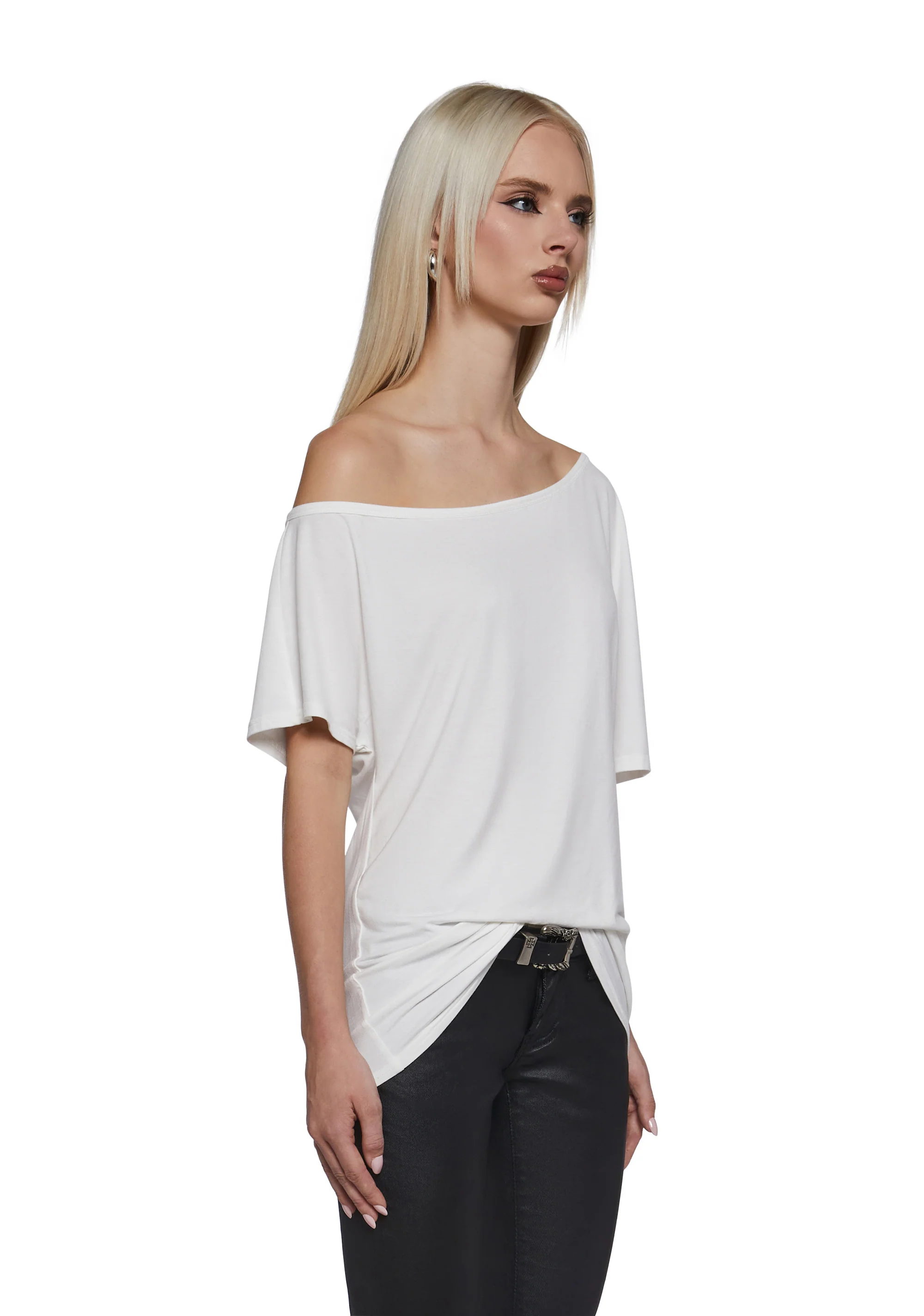 Flirting Over Oversized Tee - White - Image 3