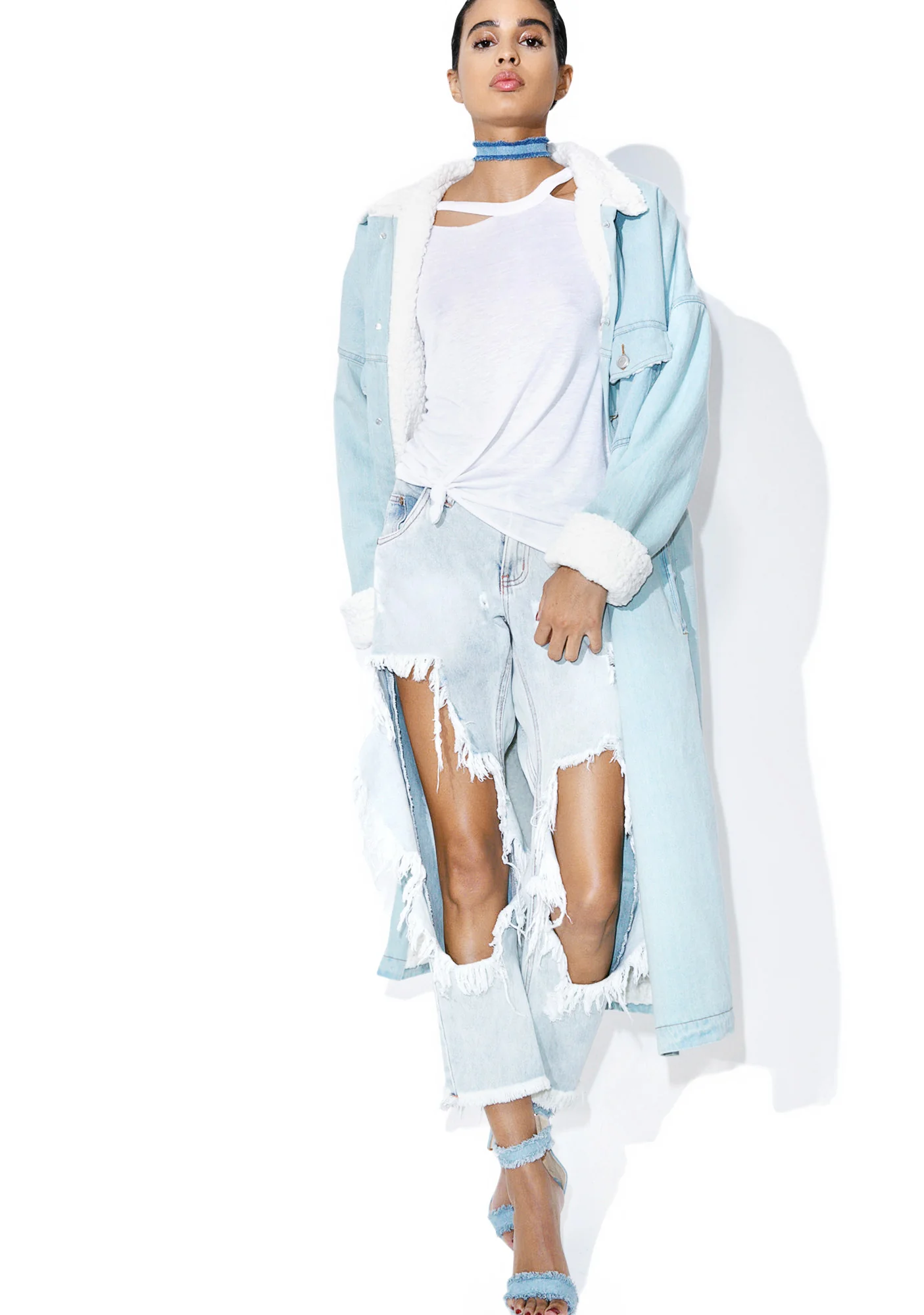 Real Bluez Denim Trench Coat - Image 4